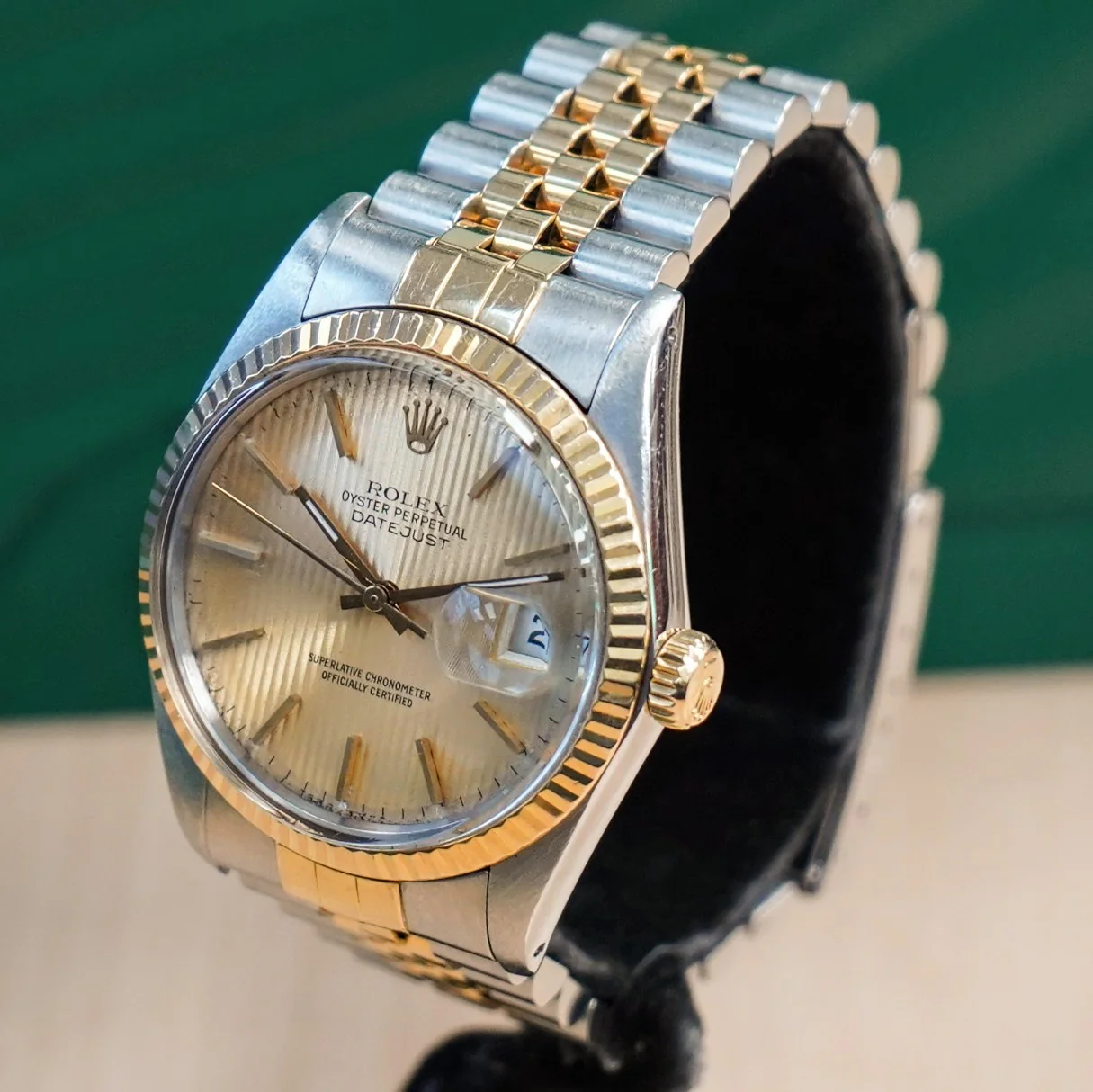 1987 ROLEX Datejust 36 Watch 16013 Gold Tapestry Dial & Two-Tone Case & Jubilee Bracelet Fluted Bezel - IN BOX! - Image 3