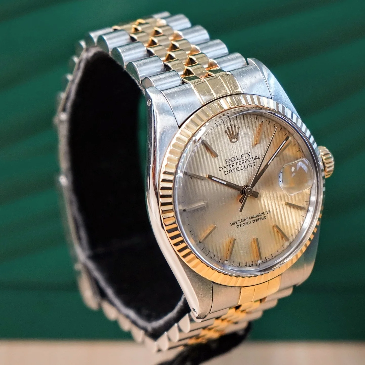 1987 ROLEX Datejust 36 Watch 16013 Gold Tapestry Dial & Two-Tone Case & Jubilee Bracelet Fluted Bezel - IN BOX! - Image 4