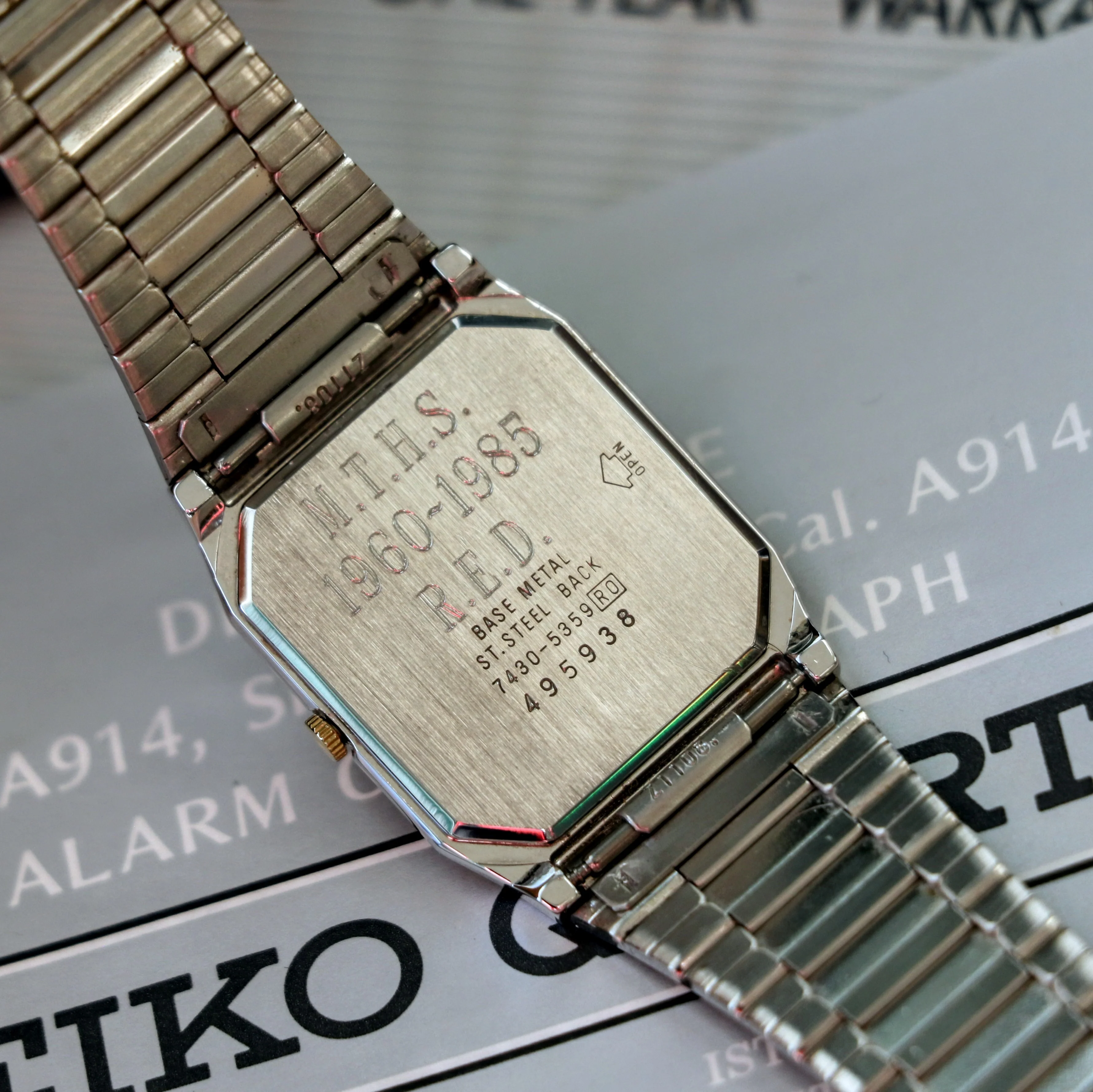 1994 SEIKO Quartz Dress Watch Two-Tone Case & Bracelet "Galaxy" Dial 7430-5359 - IN BOX! - Image 9