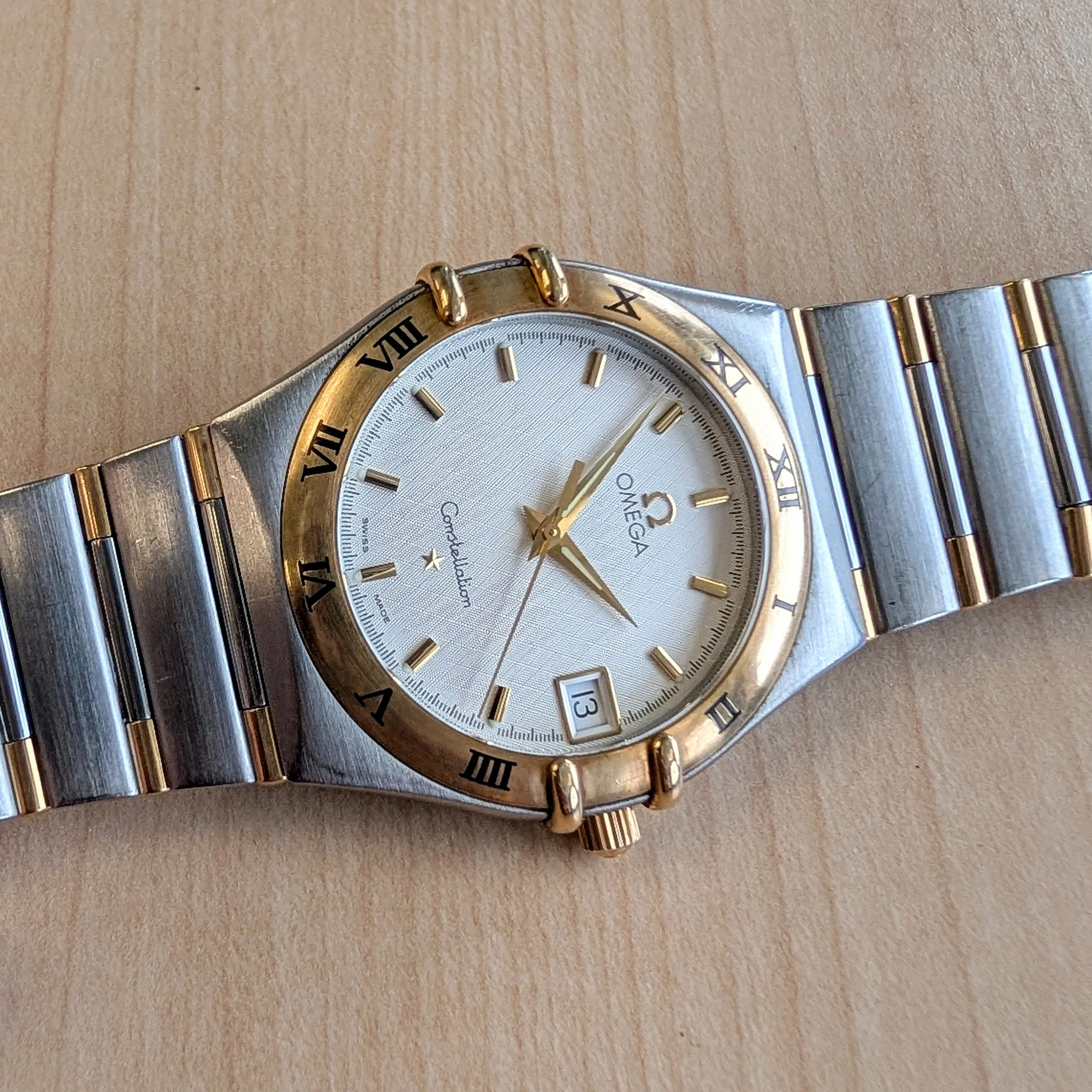 1995 Omega Constellation Watch 34mm ALL Two-Tone Gold & S.S. Date Wristwatch - Image 12