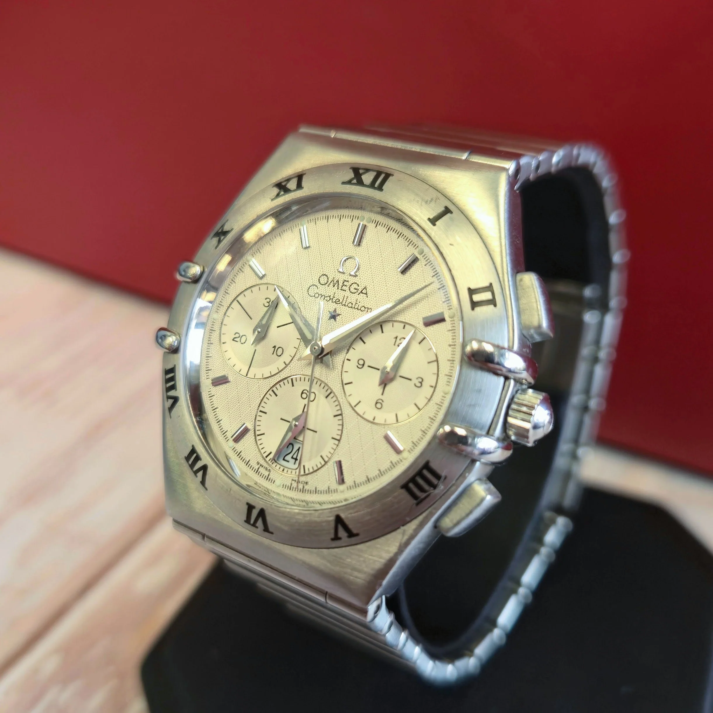 1998 Omega Constellation Chronograph Watch 1542.30 "Double Eagle" 39mm ALL S.S. - Image 2