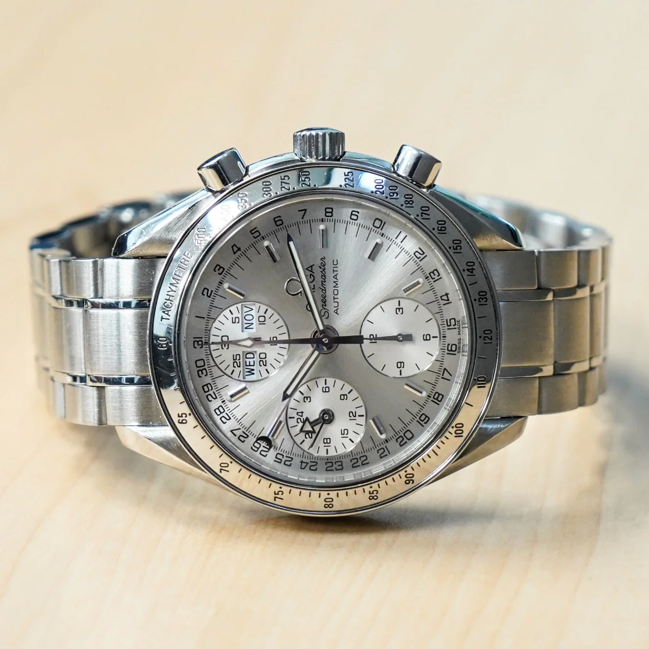 1998 OMEGA Speedmaster Day/Date Automatic Chronograph Watch 3523.30.00 39mm ALL S.S. Wristwatch - Image 6