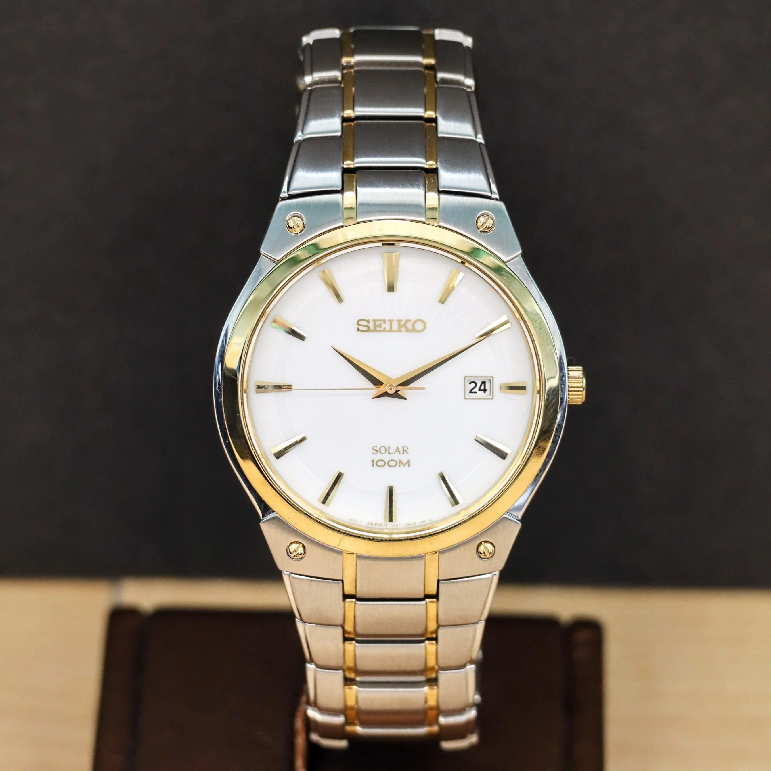 2014 SEIKO Solar Dress Watch Ref. SNE324 Date Wristwatch Two-Tone S.S. ALL Original, Box & Papers! - Image 3
