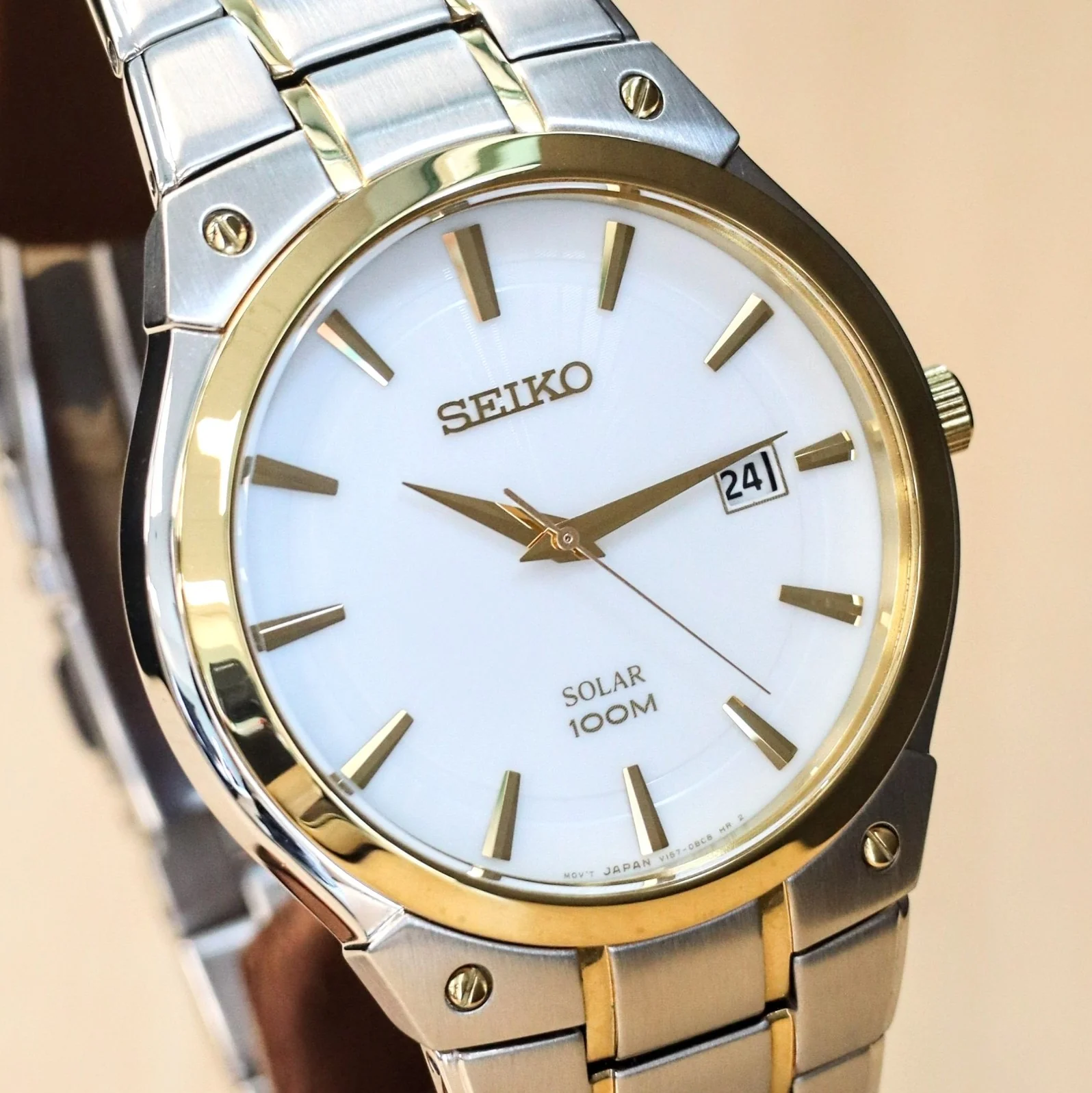 2014 SEIKO Solar Dress Watch Ref. SNE324 Date Wristwatch Two-Tone S.S. ALL Original, Box & Papers! - Image 6