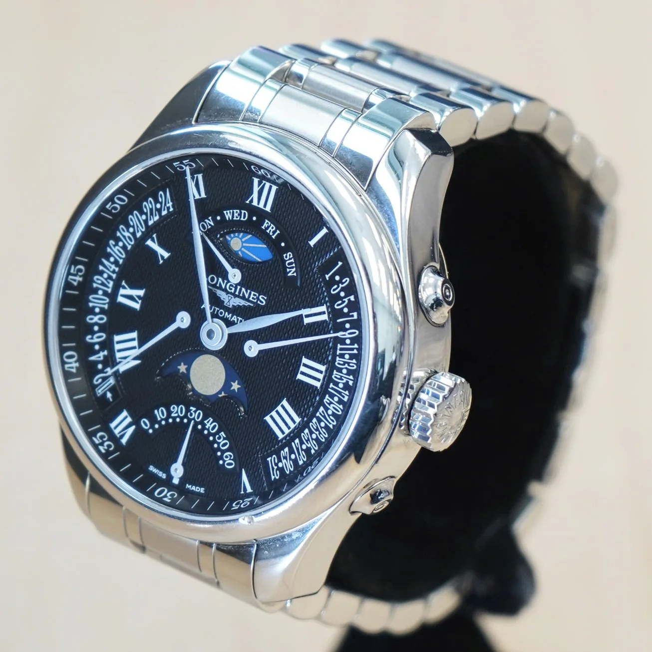 2023 LONGINES Master Collection Retrograde Watch L2.738.4.51.6 Moonphase 41mm Wristwatch Black Dial ALL Original - Image 5