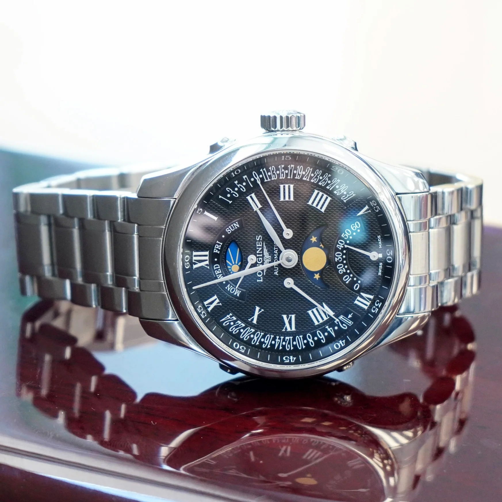 2023 LONGINES Master Collection Retrograde Watch L2.738.4.51.6 Moonphase 41mm Wristwatch Black Dial ALL Original - Image 6
