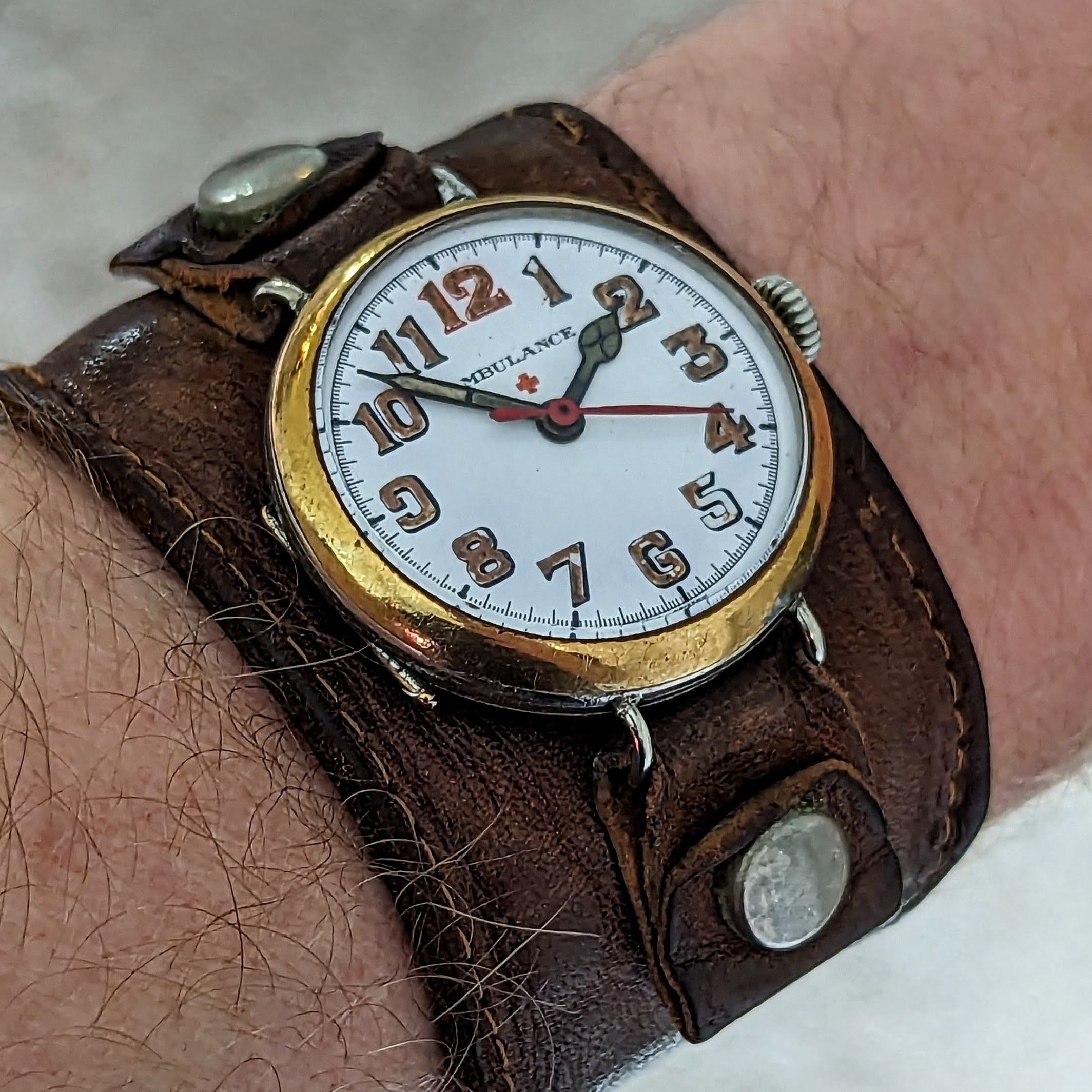 AMBULANCE Red Cross Trench Watch WWI Doctor’s Wristwatch by Marvin Watch Co. - Image 14