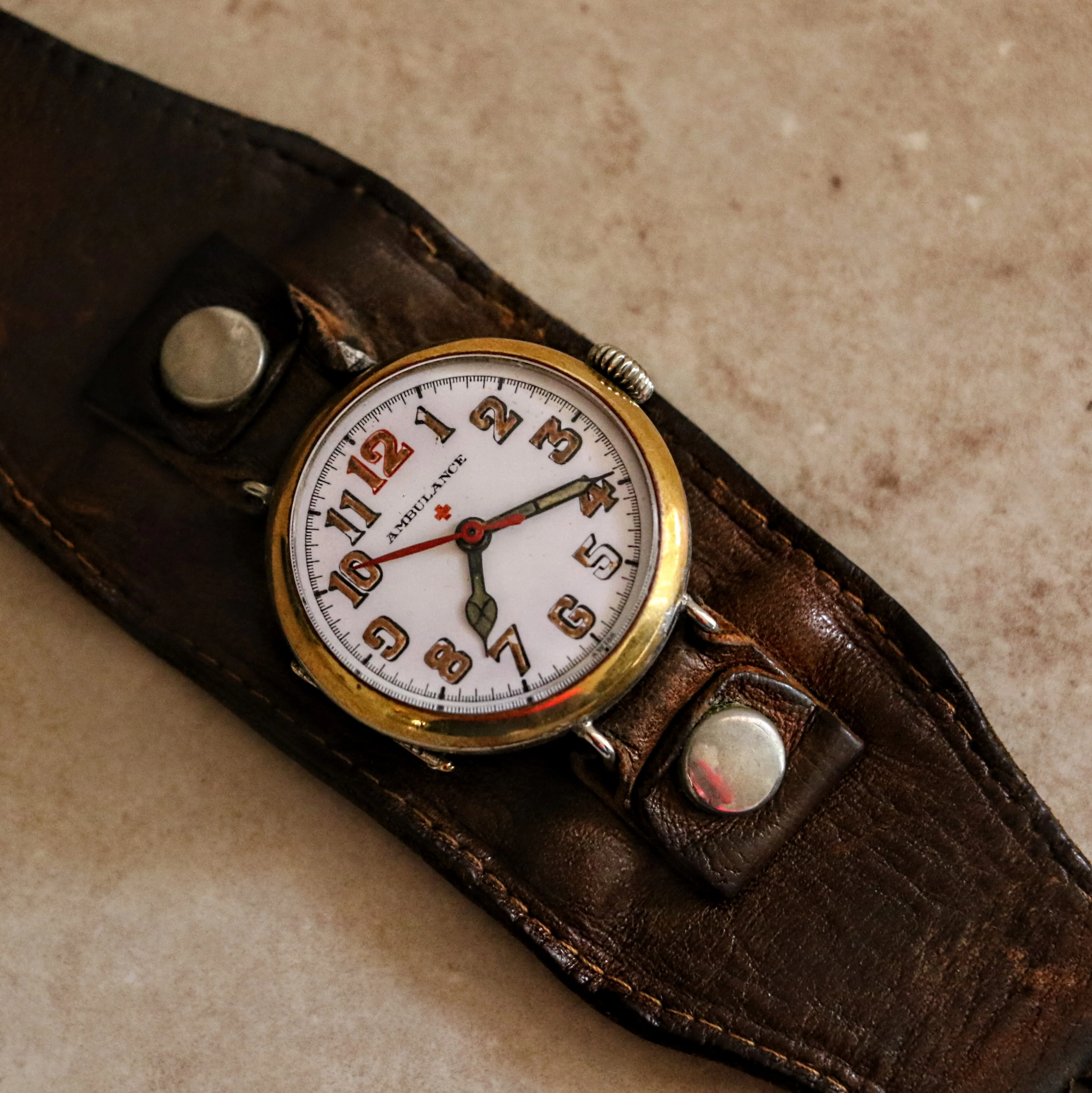 AMBULANCE Red Cross Trench Watch WWI Doctor’s Wristwatch by Marvin Watch Co. - Image 8
