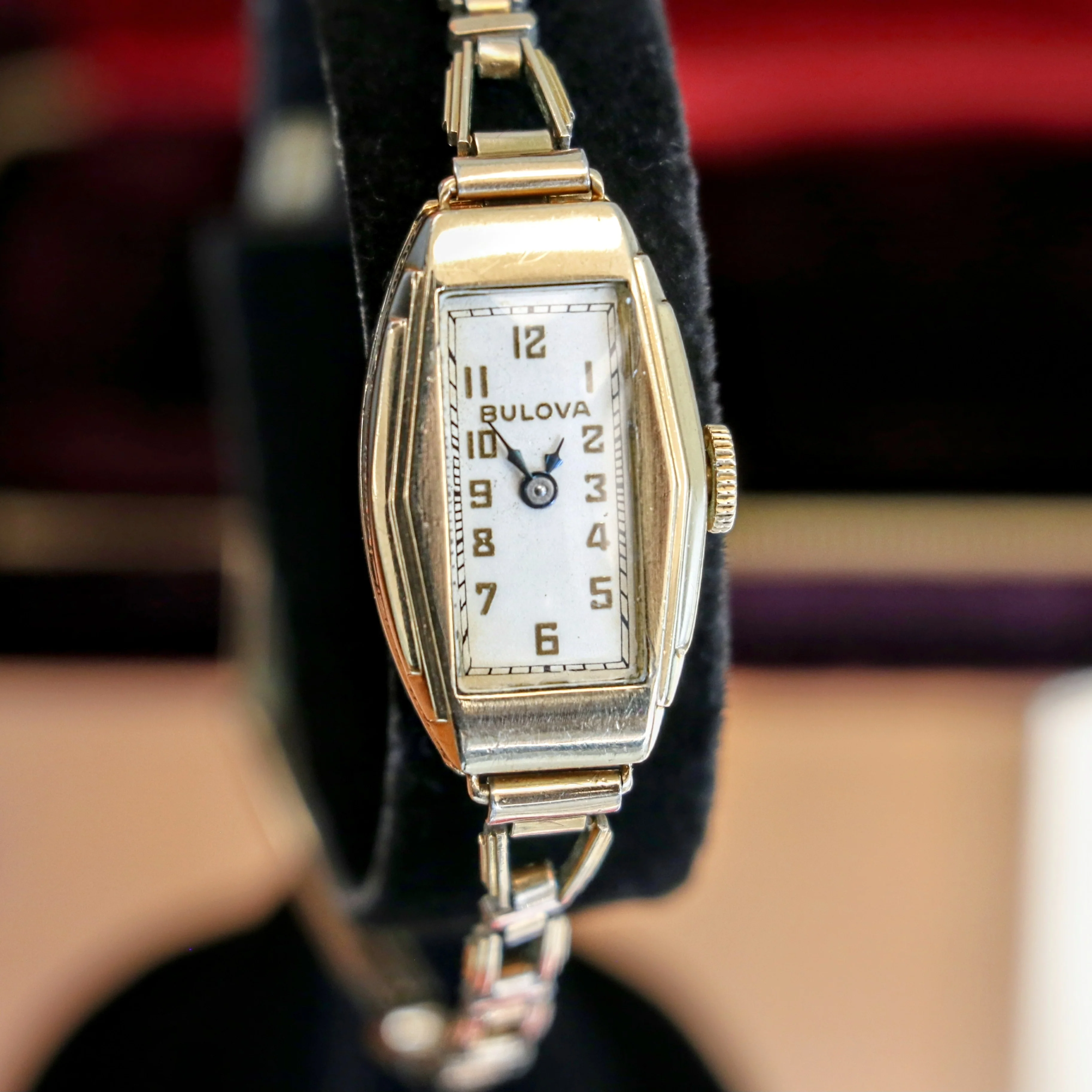 1935 BULOVA Carolyn Art Deco Ladies Watch 10K GF Original Bracelet Vintage Wristwatch - Image 6