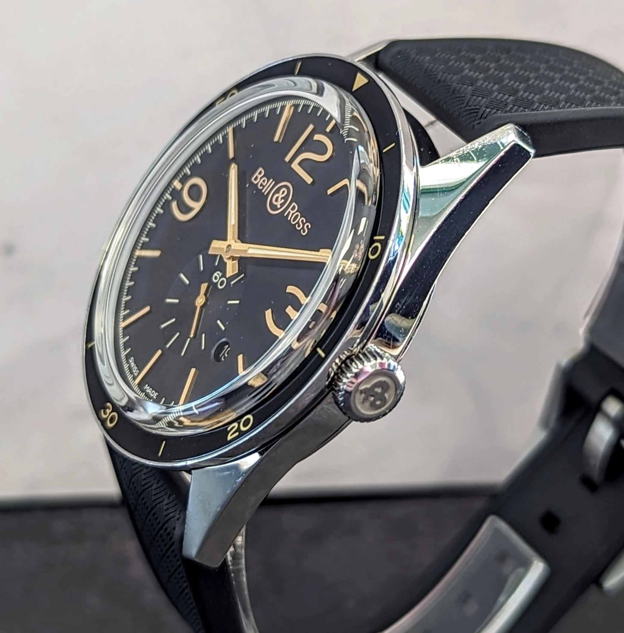 Bell & Ross Golden Heritage Automatic Watch BR123-95-SP 43mm Black Dial Wristwatch - Image 3