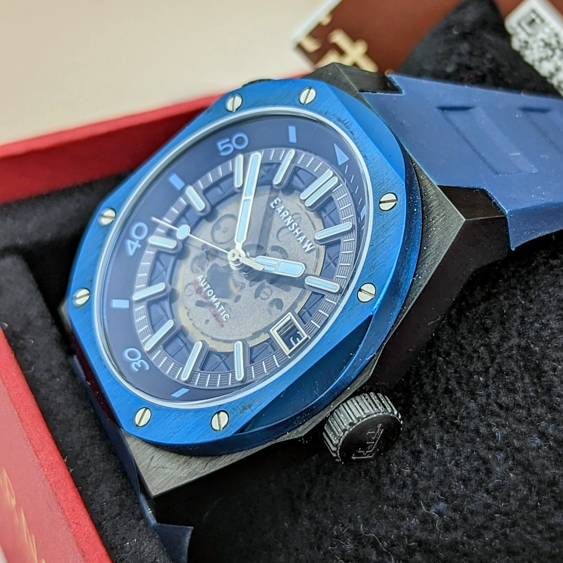 EARNSHAW Bessemer Compressor Automatic Wristwatch Mettalic Blue – BRAND NEW! In Box! - Image 4