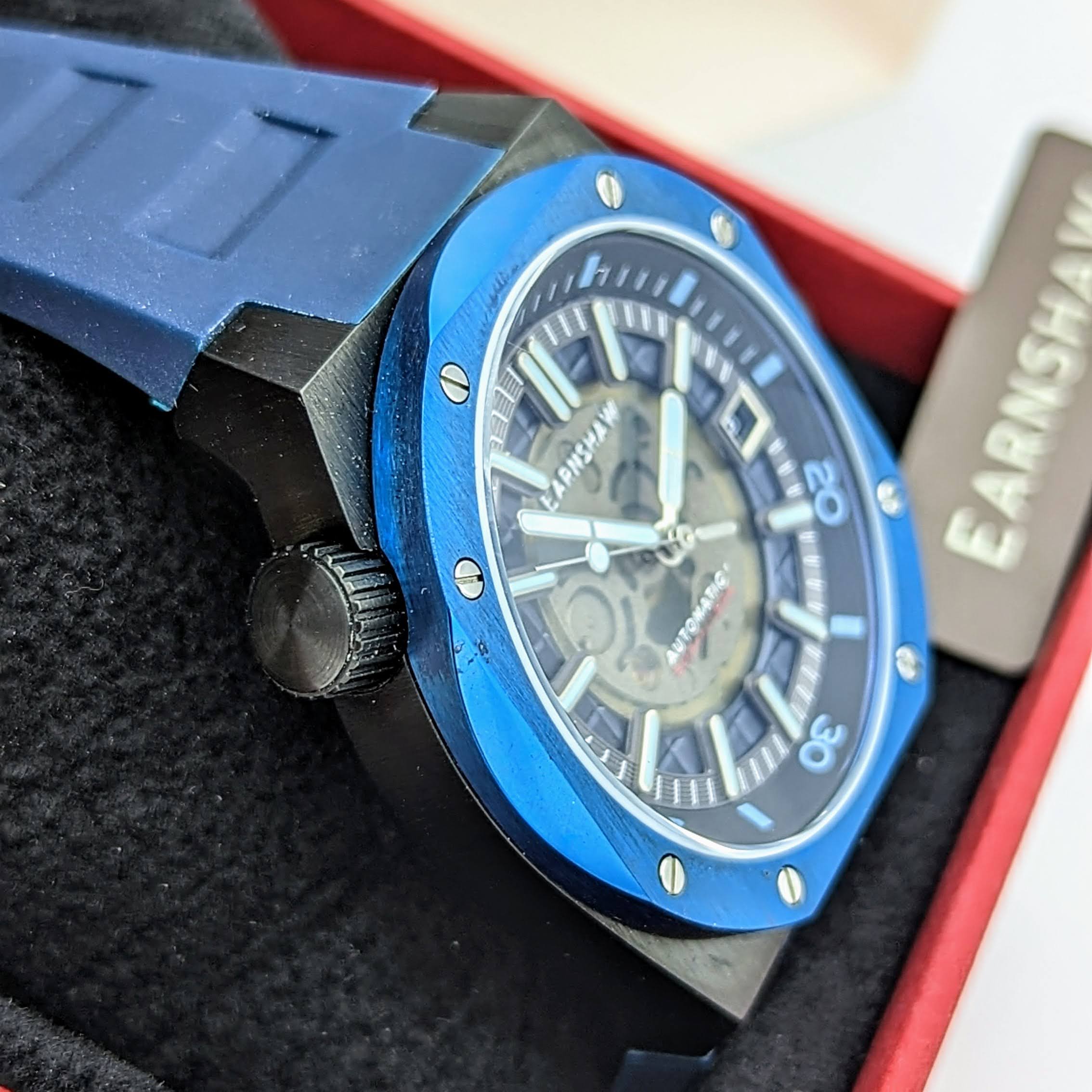 EARNSHAW Bessemer Compressor Automatic Wristwatch Mettalic Blue – BRAND NEW! In Box! - Image 5