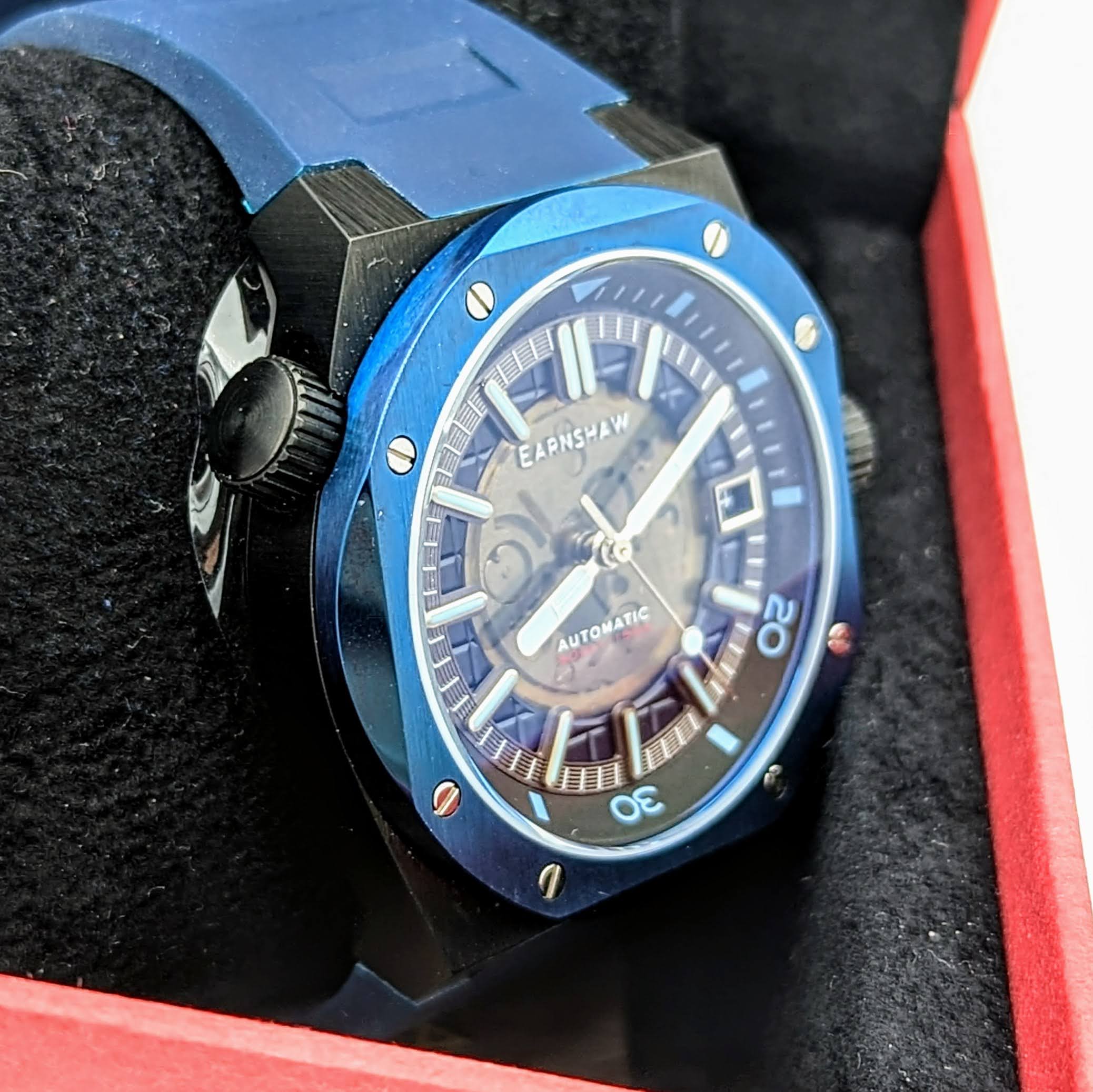 EARNSHAW Bessemer Compressor Automatic Wristwatch Mettalic Blue – BRAND NEW! In Box! - Image 6