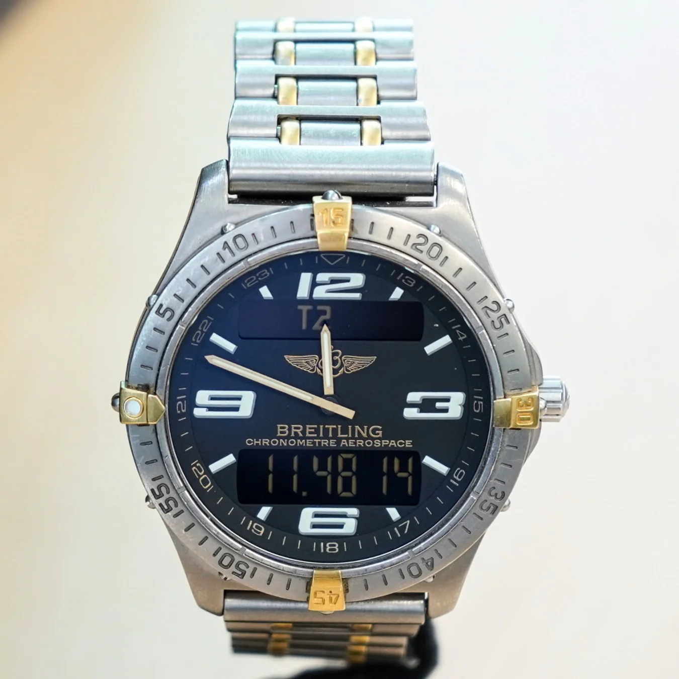 BREITLING Aerospace Navimeter Watch F75362 Perpetual Alarm Wristwatch Titanium & Gold - IN BOX! - Image 13