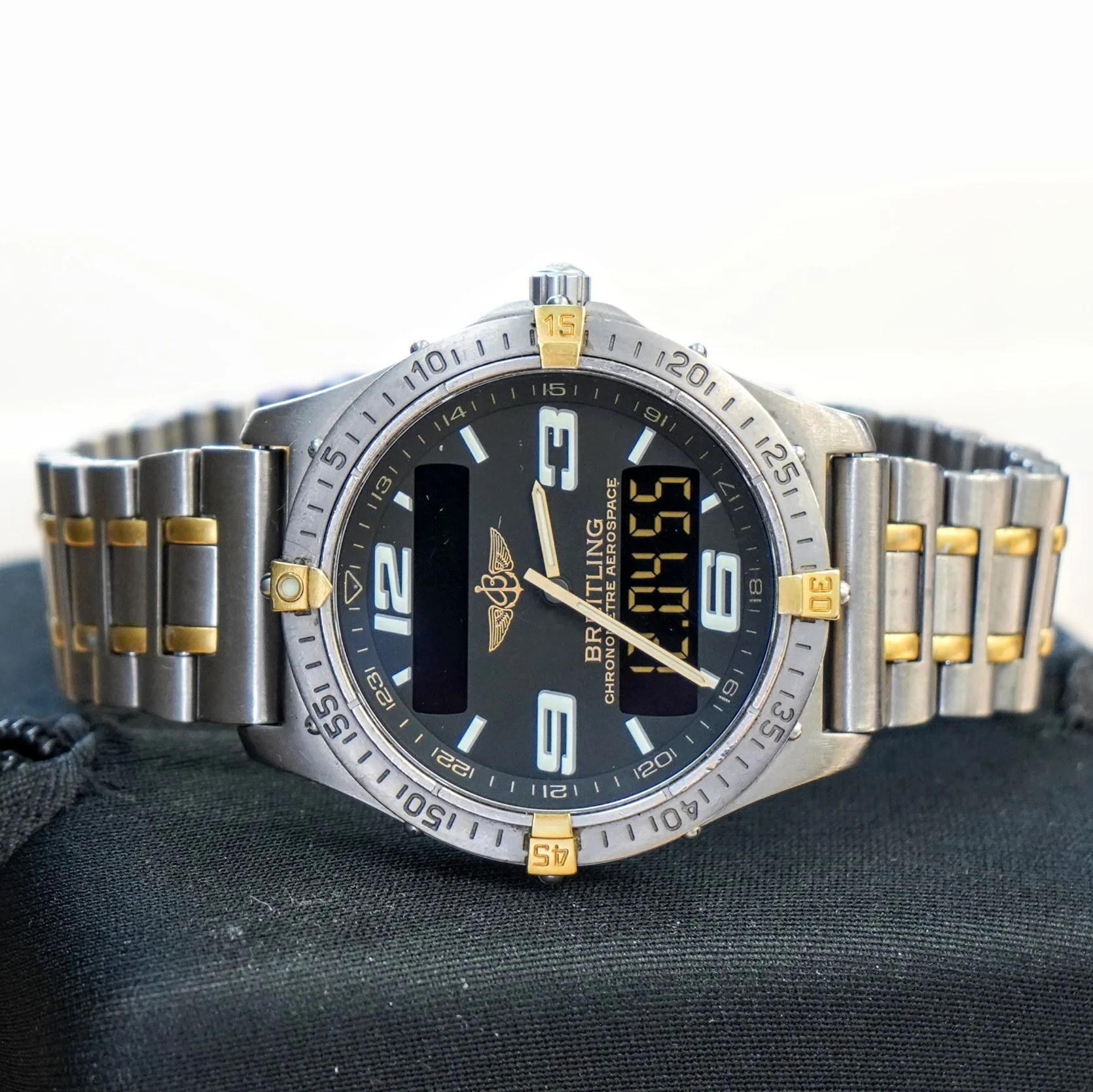 BREITLING Aerospace Navimeter Watch F75362 Perpetual Alarm Wristwatch Titanium & Gold - IN BOX! - Image 15