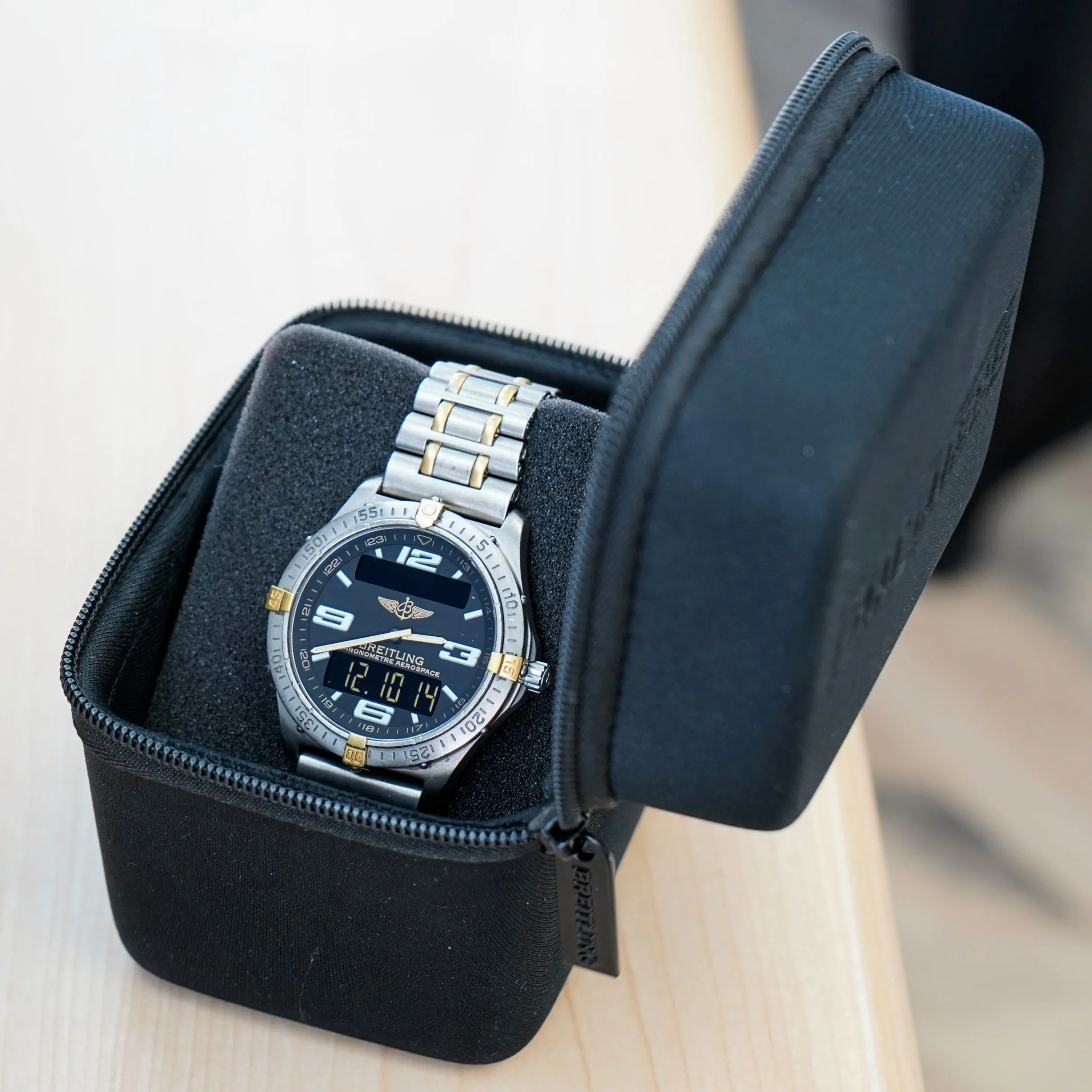 BREITLING Aerospace Navimeter Watch F75362 Perpetual Alarm Wristwatch Titanium & Gold - IN BOX! - Image 16