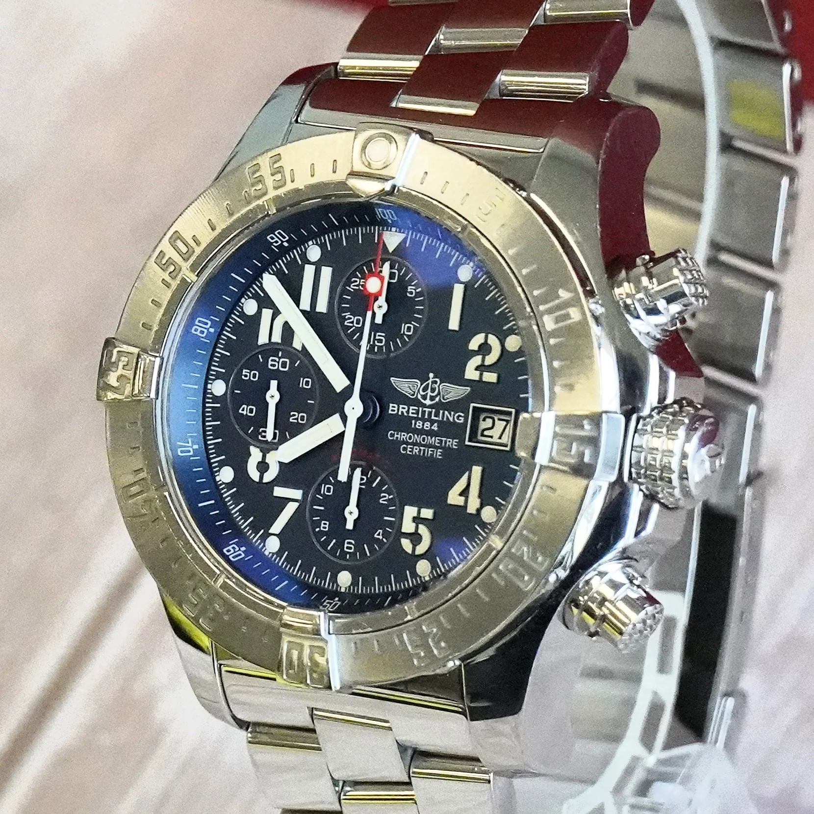 Breitling Avenger Skyland "Blue Thunder" Automatic Watch A13380 Chronograph Date 45mm ALL S.S. - Image 3