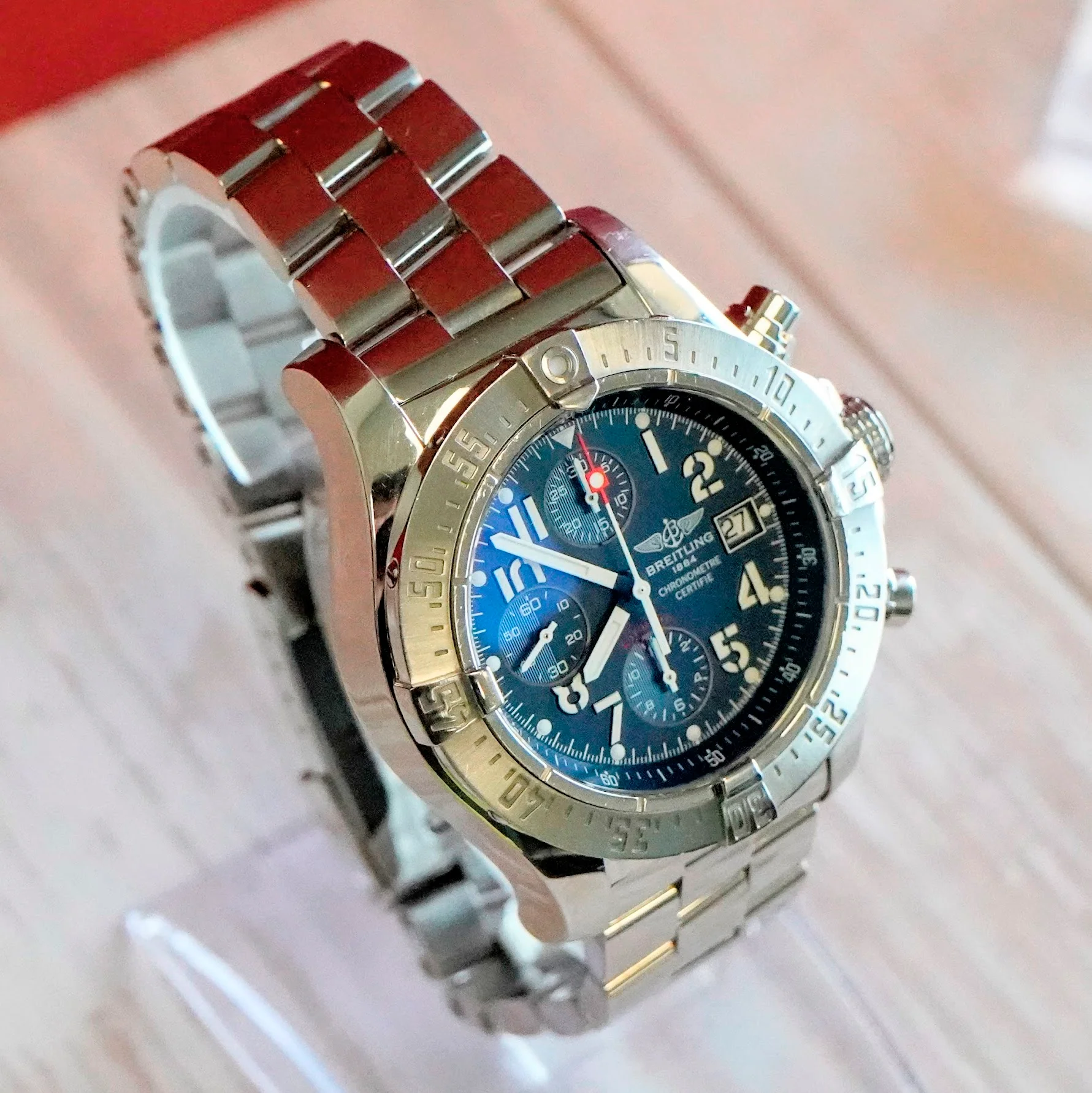 Breitling Avenger Skyland "Blue Thunder" Automatic Watch A13380 Chronograph Date 45mm ALL S.S. - Image 5