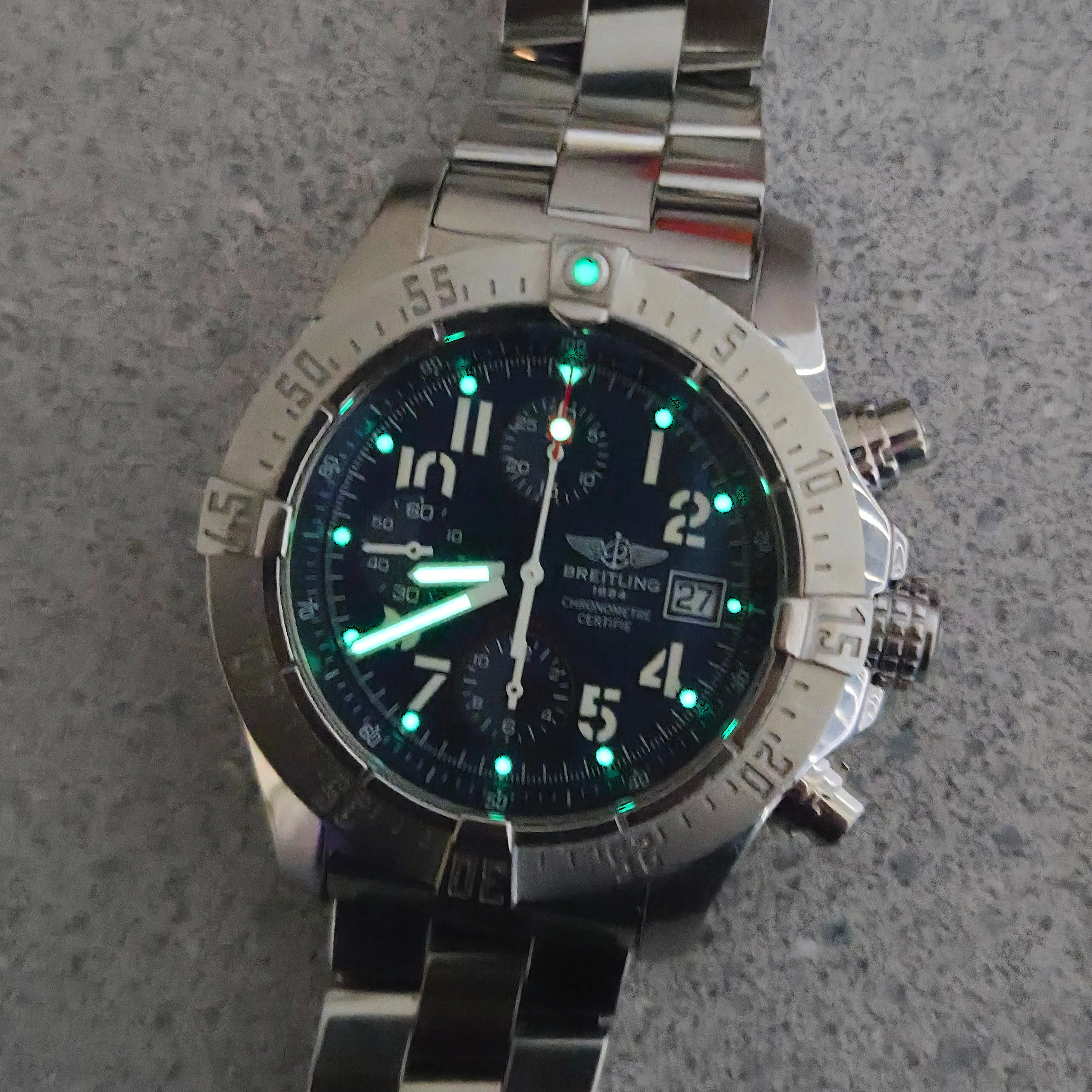 Breitling Avenger Skyland "Blue Thunder" Automatic Watch A13380 Chronograph Date 45mm ALL S.S. - Image 8