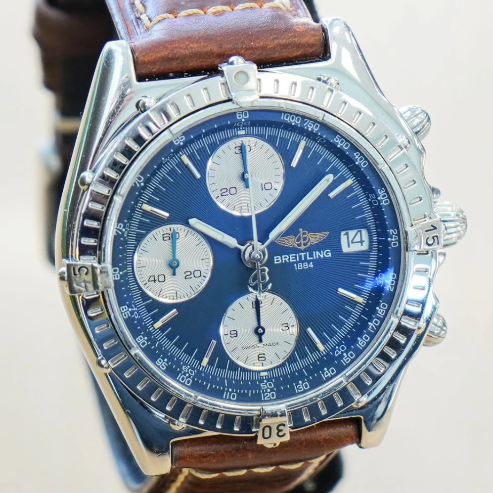 BREITLING Chronomat A13048 Automatic Chronograph Pilot’s Watch 40mm Blue Dial - Mesh Band - Image 7