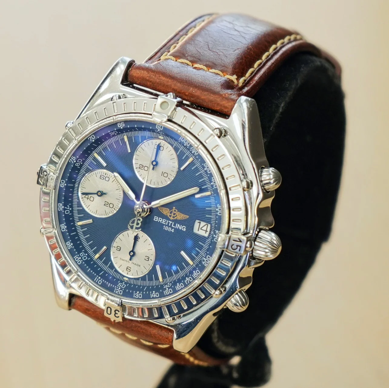 BREITLING Chronomat A13048 Automatic Chronograph Pilot’s Watch 40mm Blue Dial - Mesh Band - Image 8