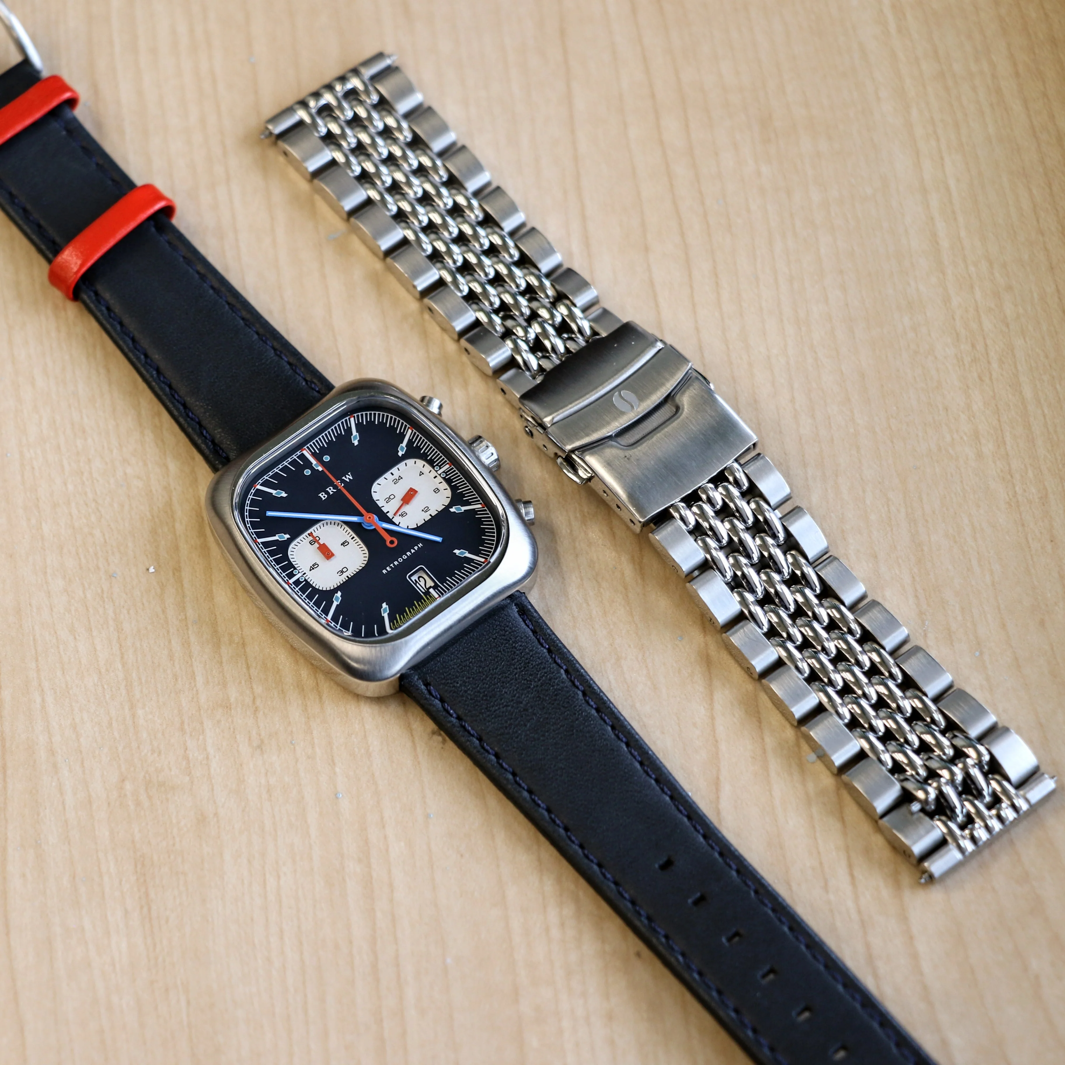 BREW Retrograph - Technicolor Watch Date Indicator - Full Kit + Extra Box w/ Extra Stainless-Steel Bracelet - Image 10