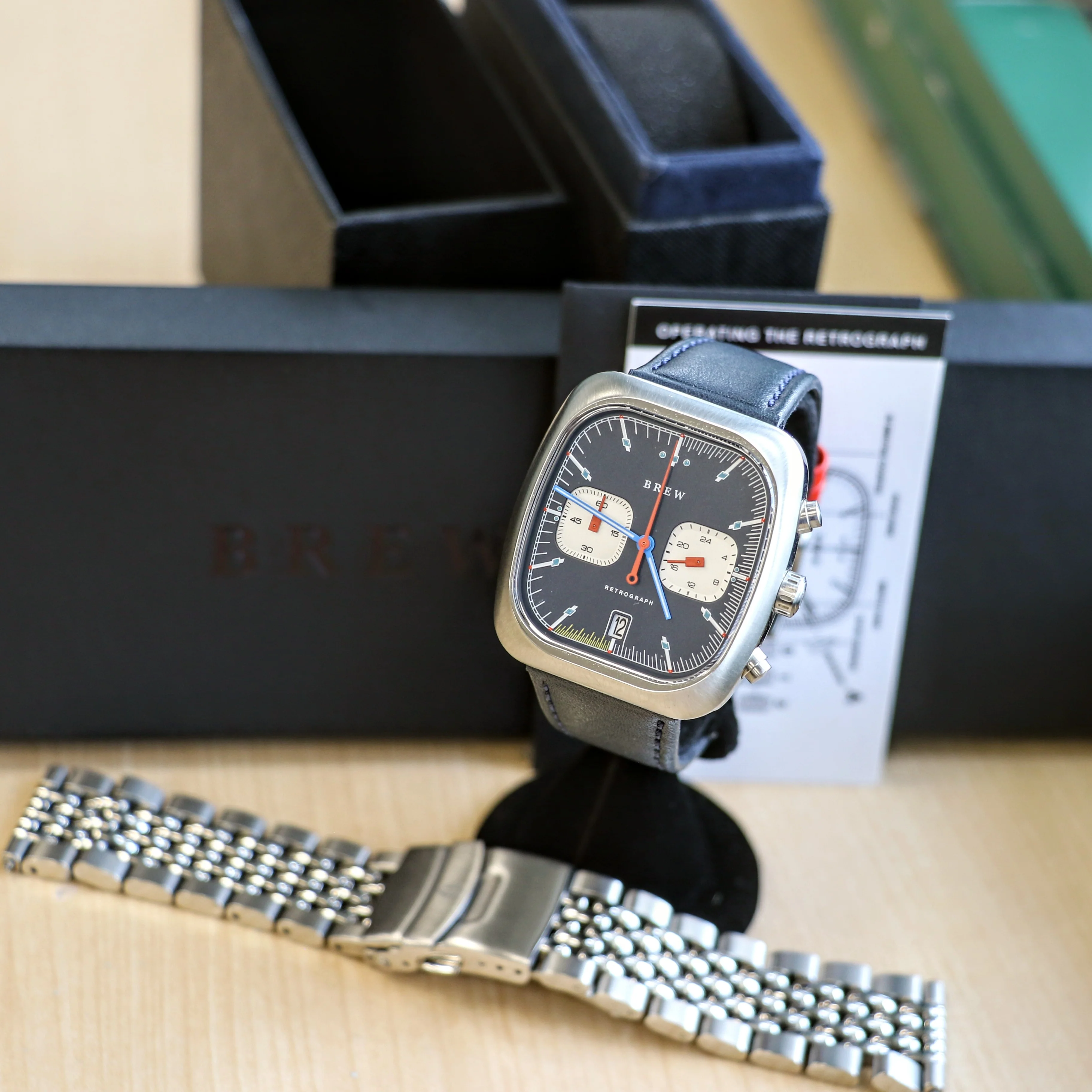 BREW Retrograph - Technicolor Watch Date Indicator - Full Kit + Extra Box w/ Extra Stainless-Steel Bracelet - Image 2
