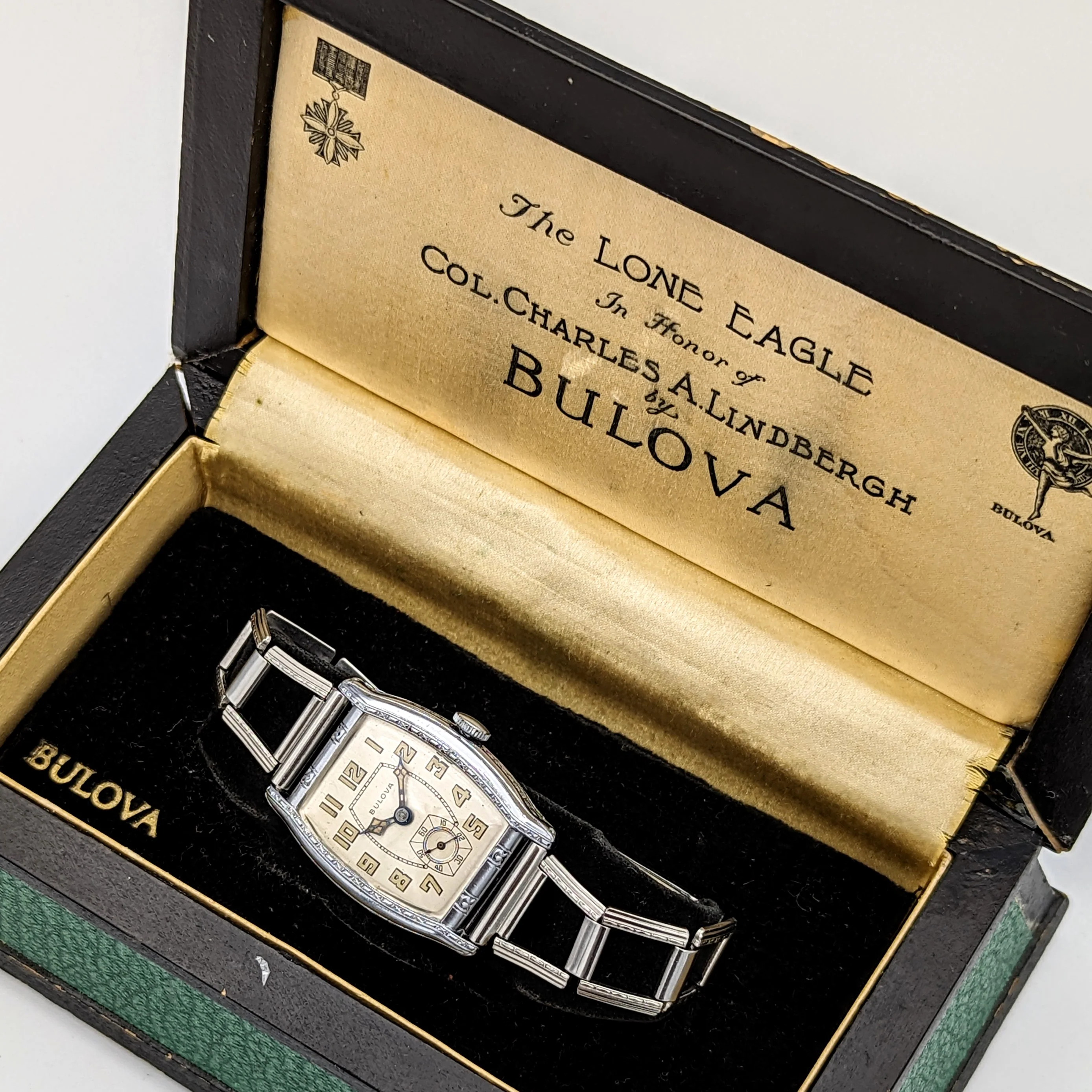 BULOVA 1930 Lone Eagle Watch “In Honor of Col. Charles A. Lindbergh” Wristwatch Original BOX! - Image 3
