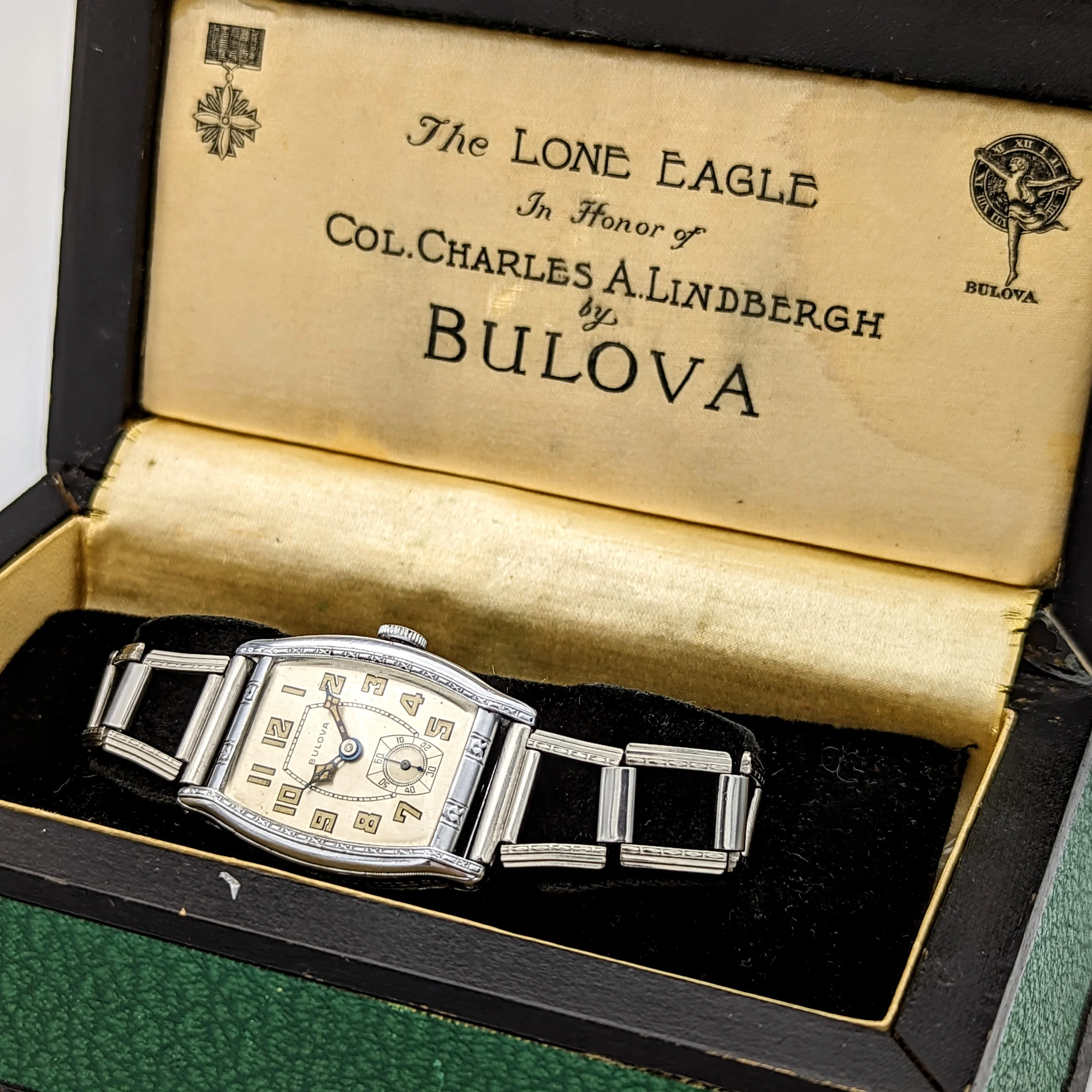 BULOVA 1930 Lone Eagle Watch “In Honor of Col. Charles A. Lindbergh” Wristwatch Original BOX! - Image 4