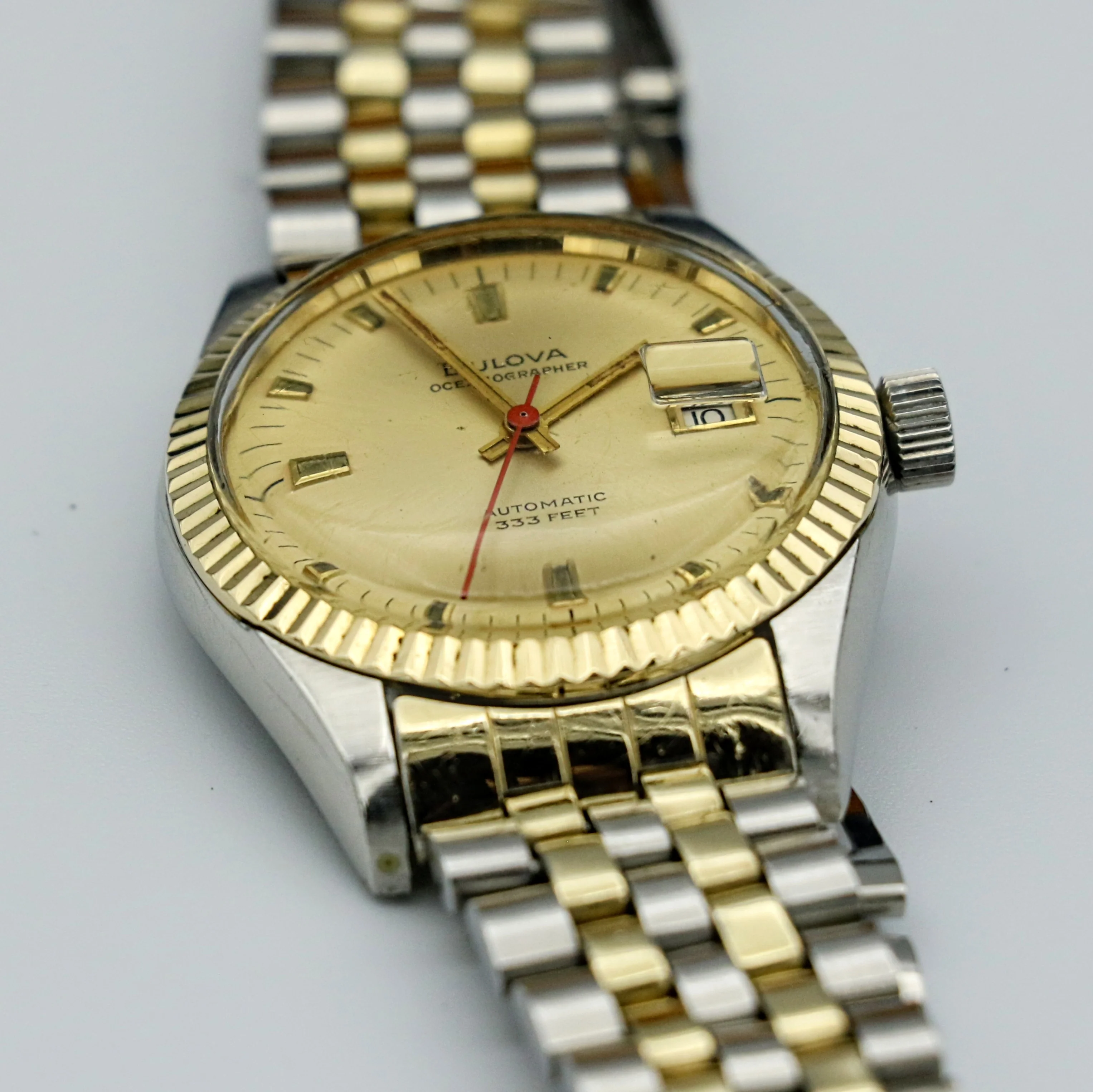 BULOVA 1970 Oceanographer "D" Automatic Watch 333 Feet 10K GOLD Bezel Wristwatch - Image 9