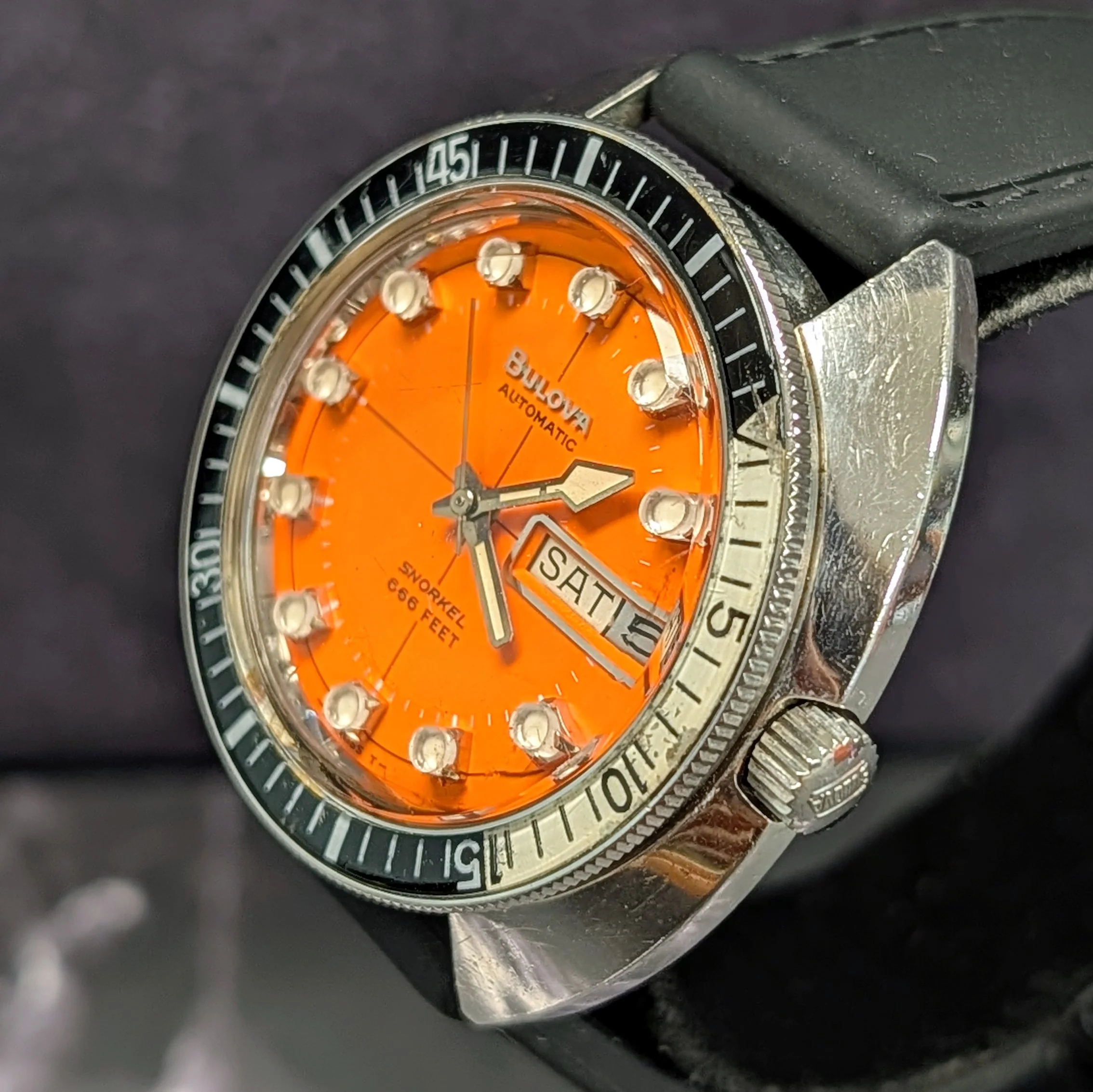 Bulova 1971 Oceanographer "V" Snorkel Watch "Devil Diver" Watch 666 Feet Automatic Wristwatch - Image 5