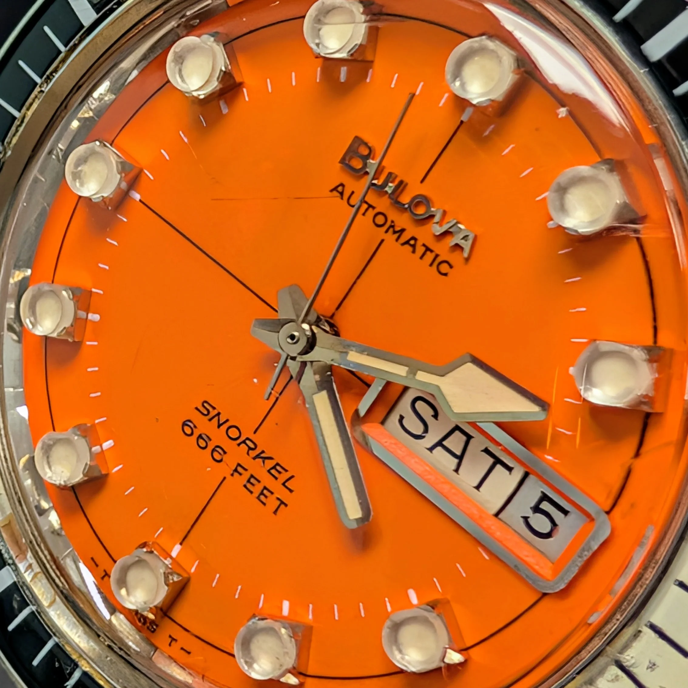Bulova 1971 Oceanographer "V" Snorkel Watch "Devil Diver" Watch 666 Feet Automatic Wristwatch - Image 6