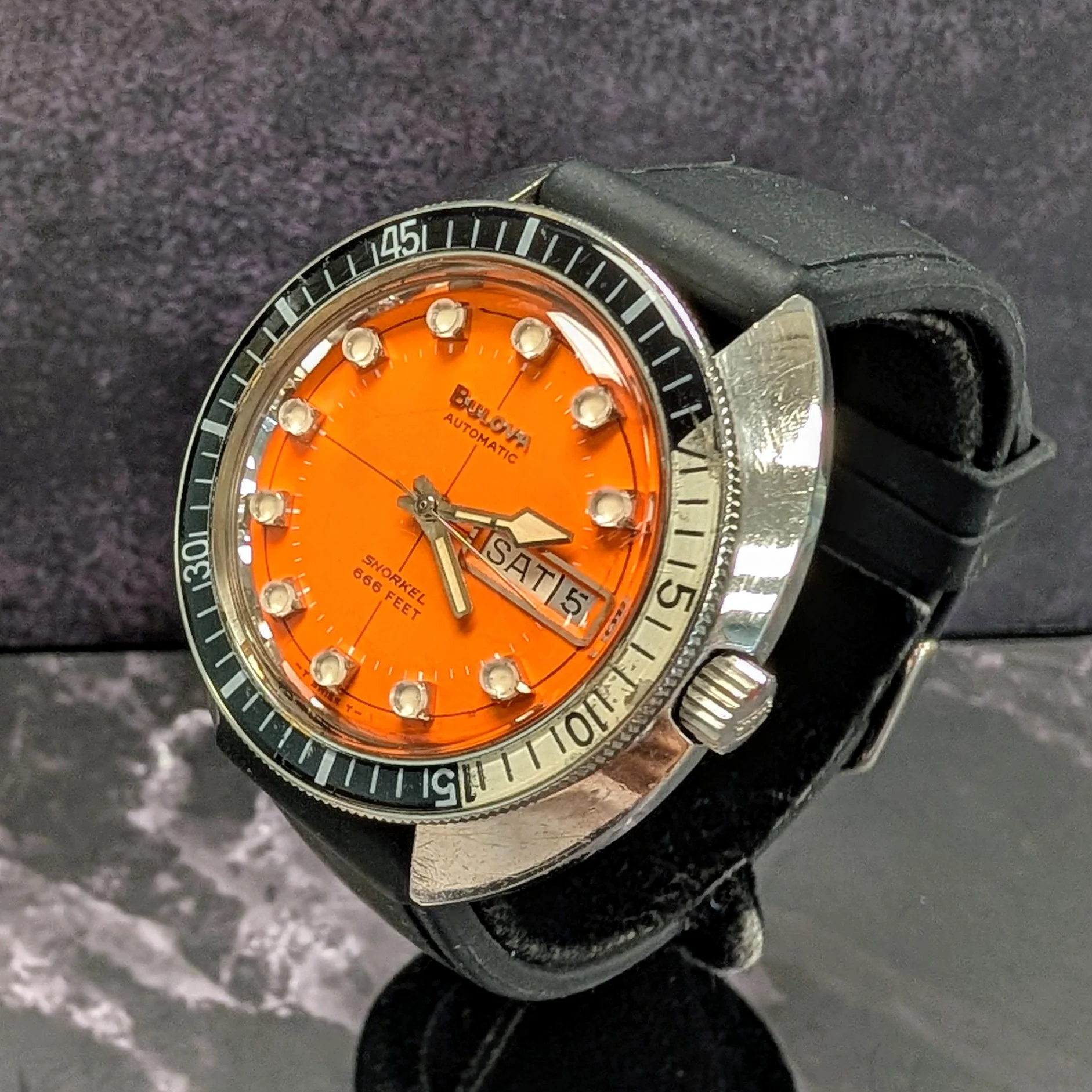 Bulova 1971 Oceanographer "V" Snorkel Watch "Devil Diver" Watch 666 Feet Automatic Wristwatch - Image 7