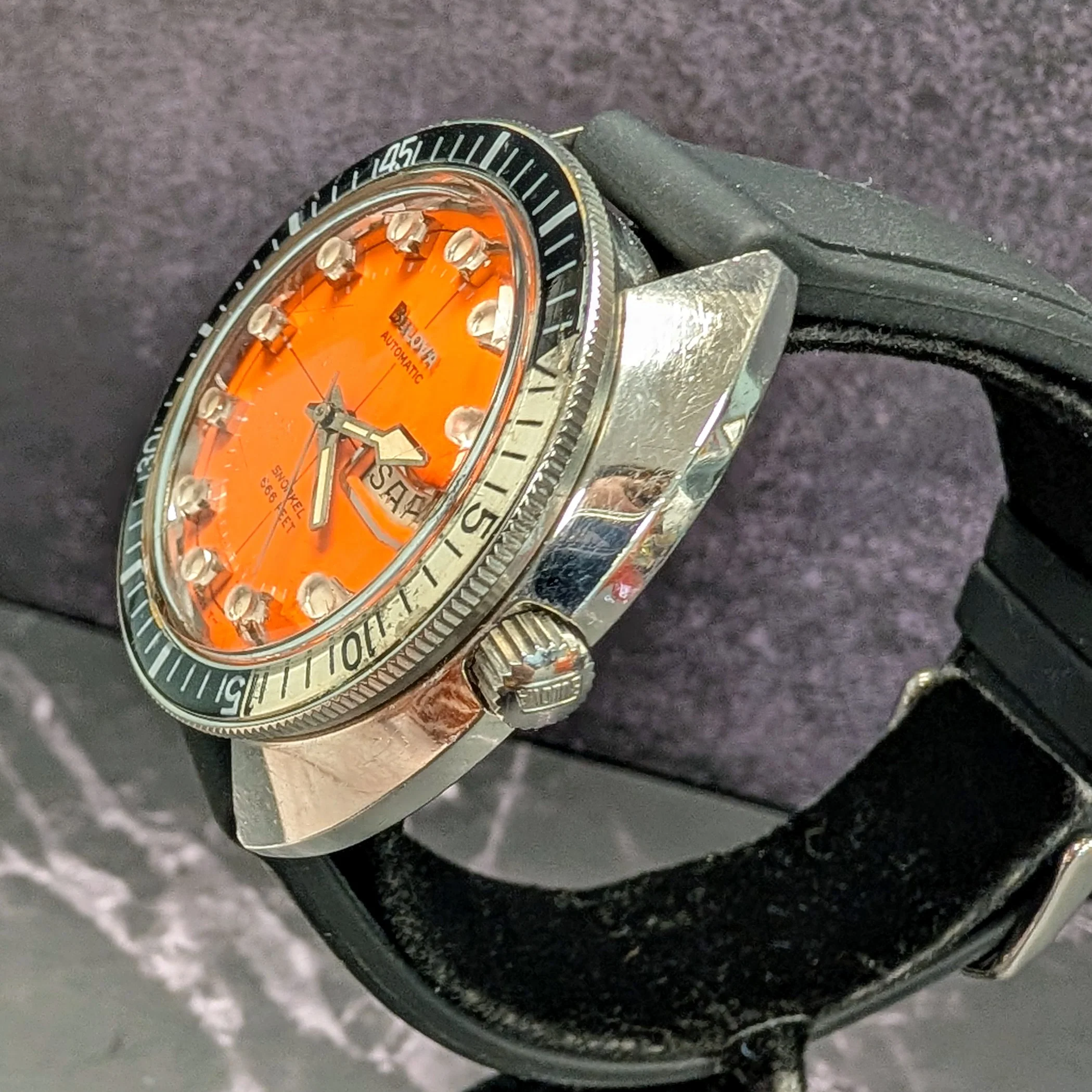Bulova 1971 Oceanographer "V" Snorkel Watch "Devil Diver" Watch 666 Feet Automatic Wristwatch - Image 8