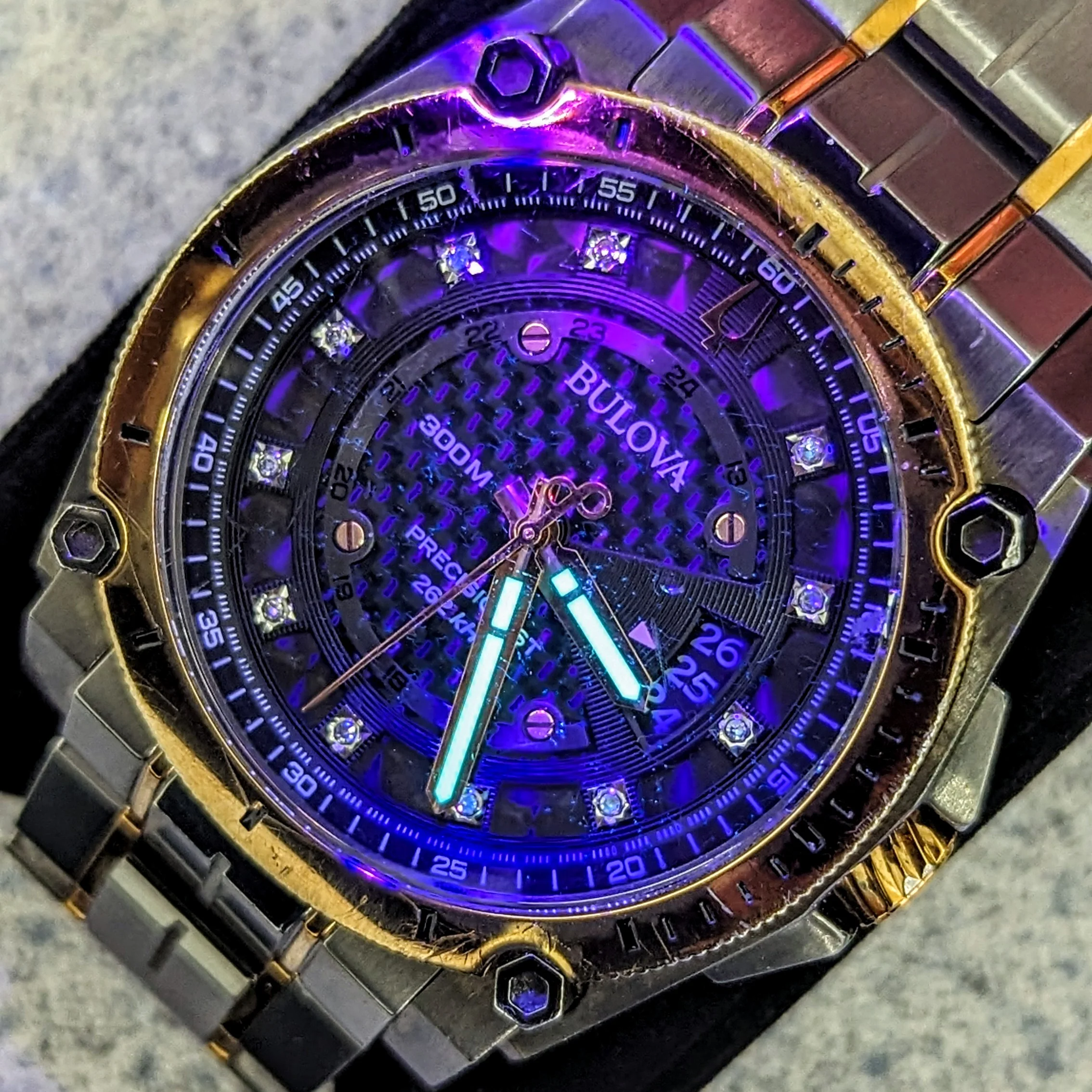 BULOVA 300M Precisionist 262kHz Diamond Dial - 98D149 - In Box & Extra Links! - Image 12