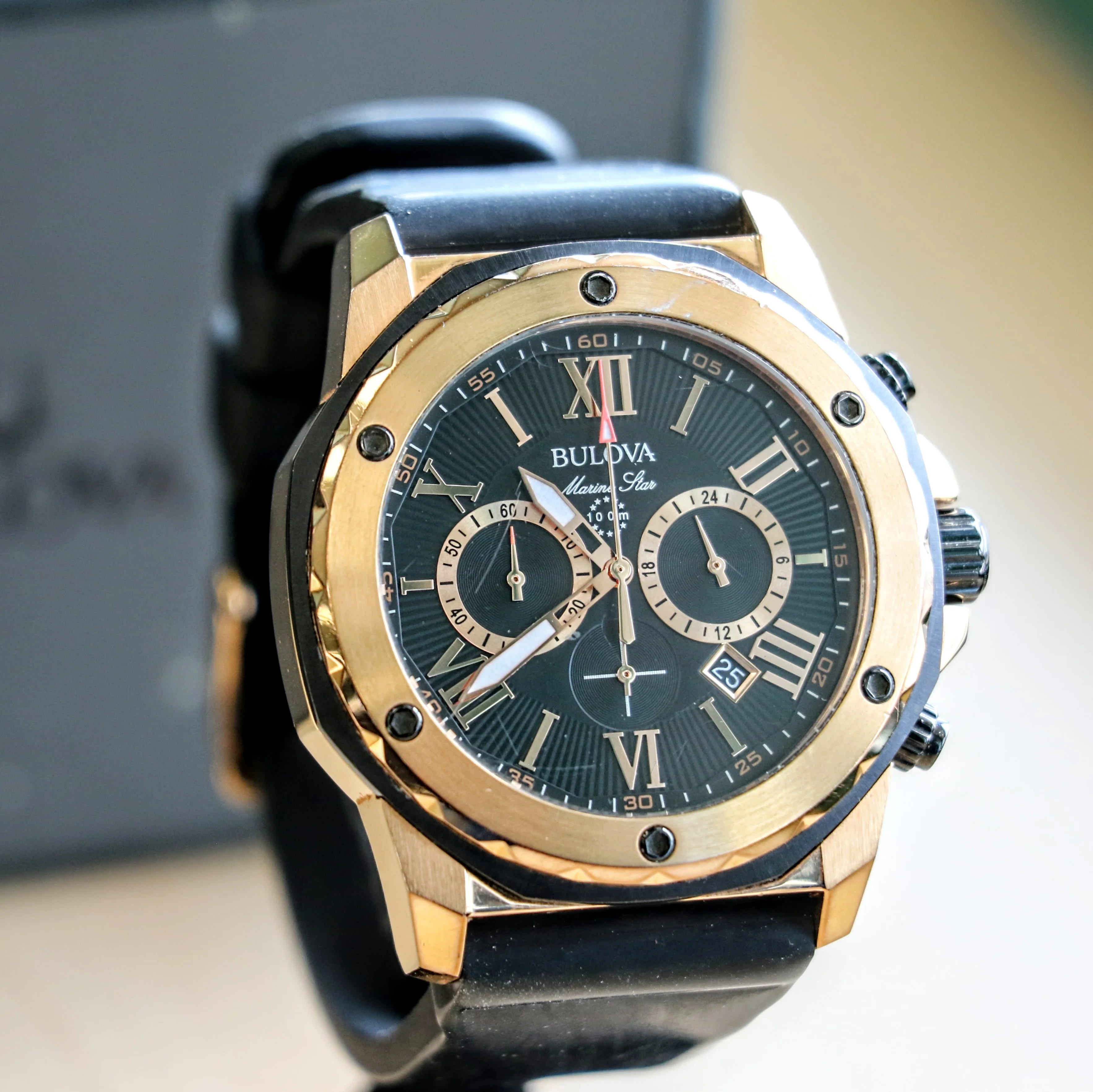 BULOVA Marine Star Chronograph 100m Date Indicator Ref. 98B104 Box & Papers! - Image 3