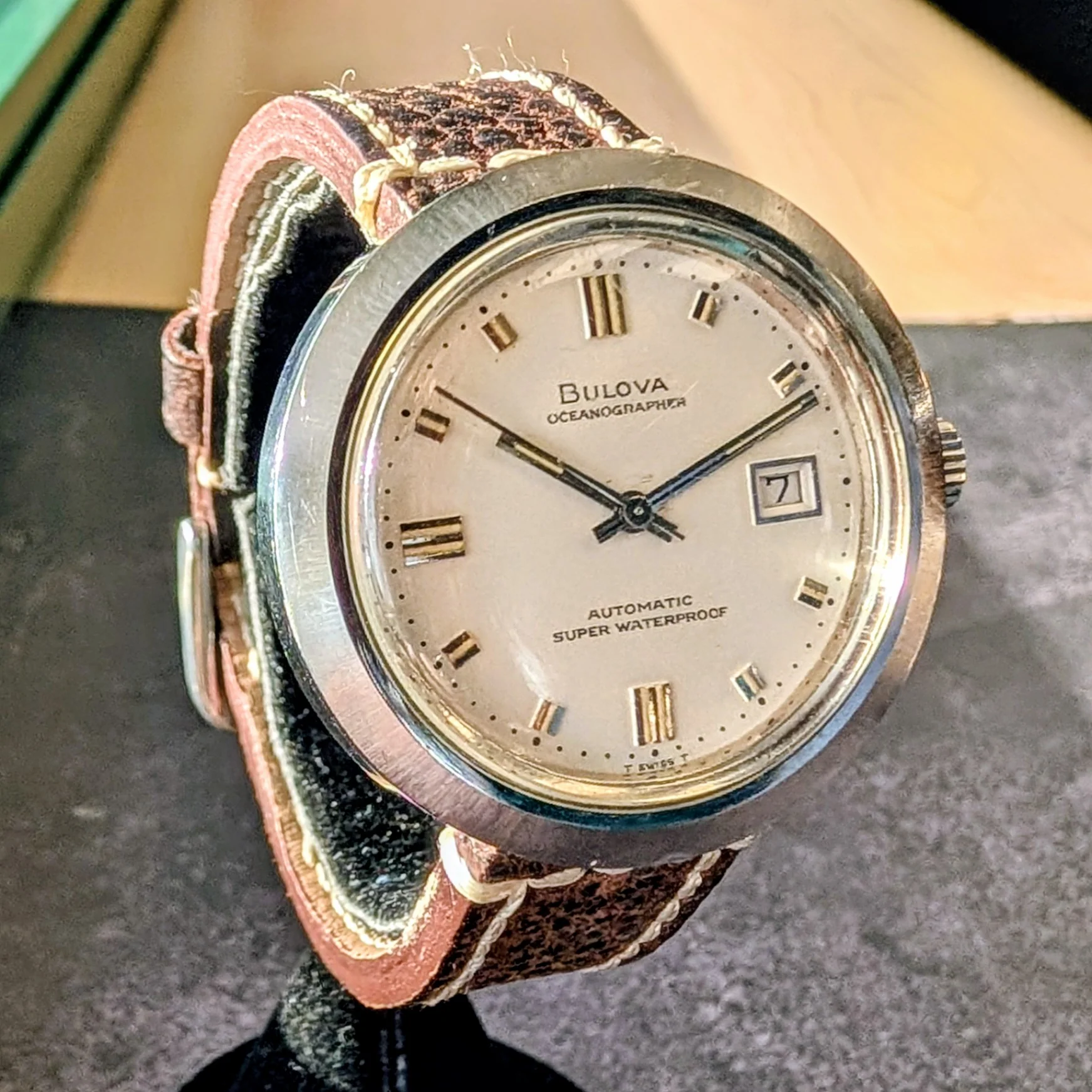 Bulova 1968 Oceanographer "E" Automatic Watch 38mm Super Waterproof Swiss Made - Image 7
