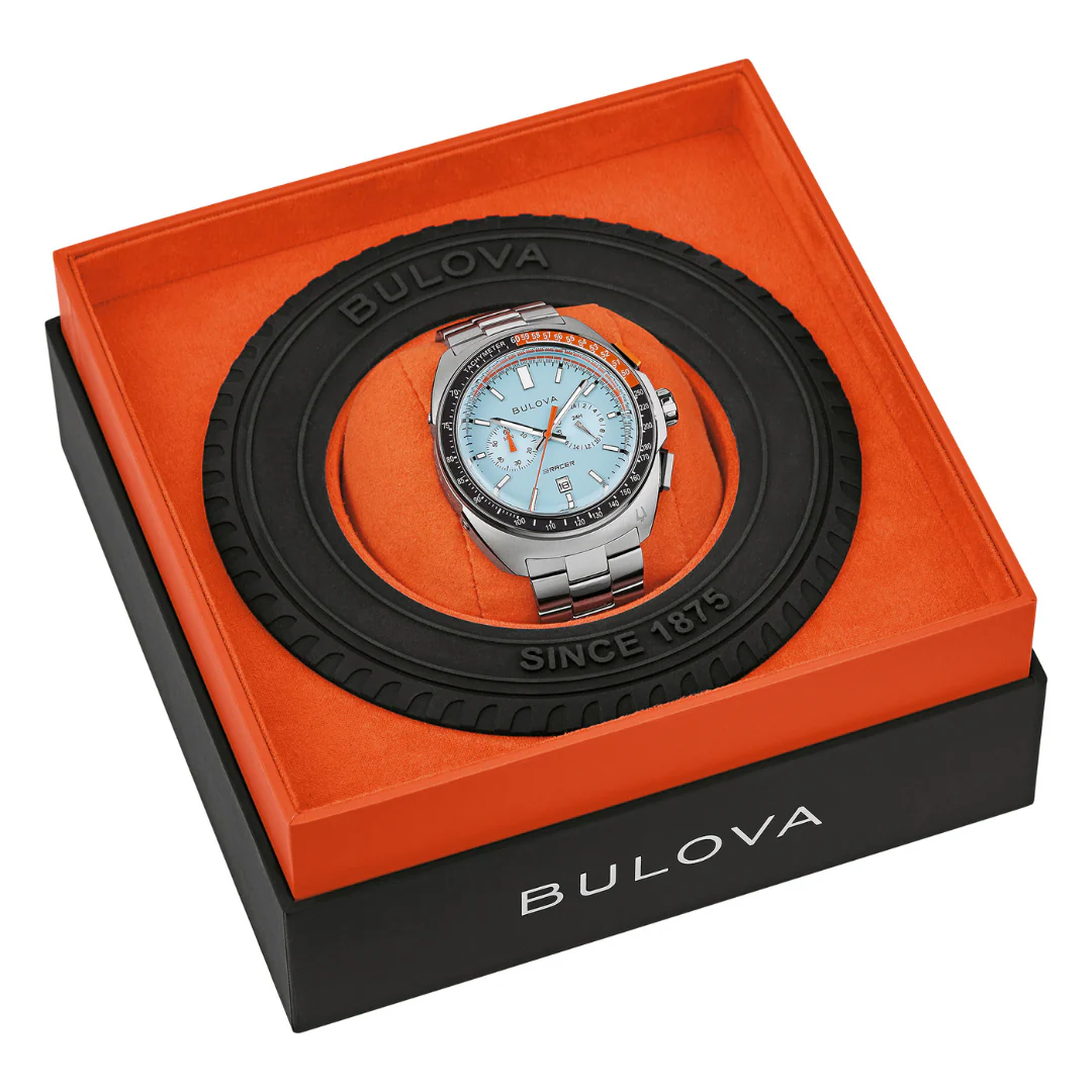 BULOVA Racer Chronograph Watch Light Blue Dial ALL S.S. Wristwatch Model 98B432 - Image 7