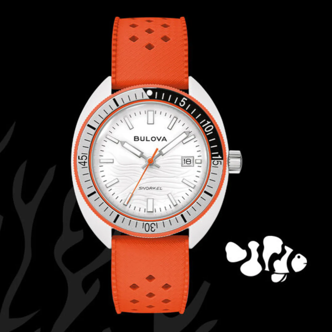 BULOVA Snorkel Clownfish Watch 98B448 41mm Ceramic Case Wristwatch