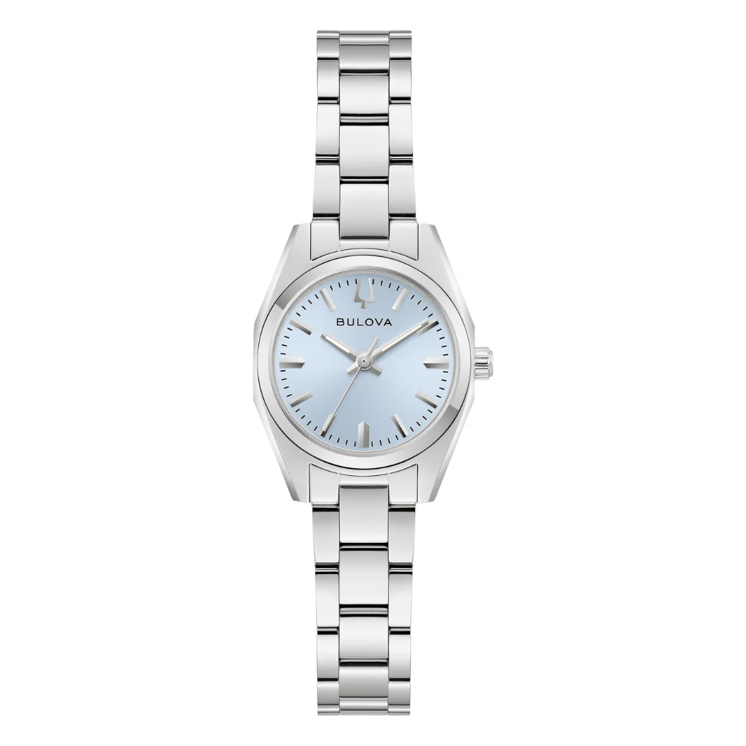 Bulova Ladies Surveyor Watch 96L345 Light Blue Dial 23mm ALL Stainless Steel