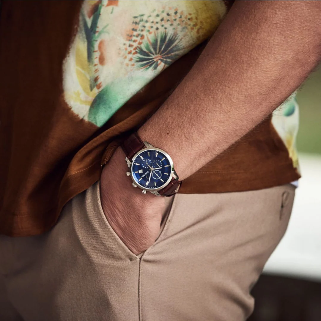 BULOVA Sutton Chronograph Men’s Watch Blue Dial Model 96B402 - Image 4