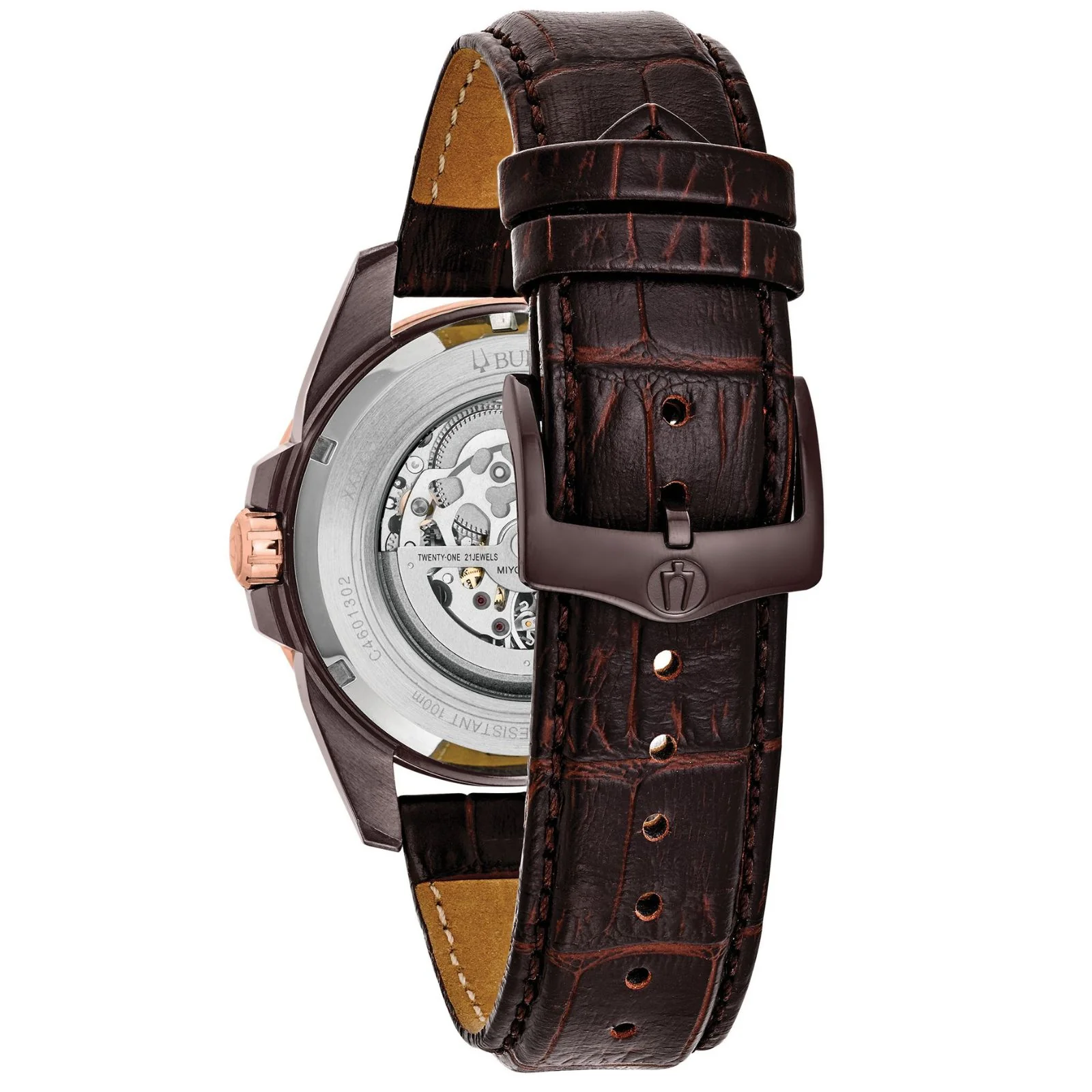 BULOVA Sutton Classic Automatic Watch 21 Jewels Skeleton 98A165 - Image 5
