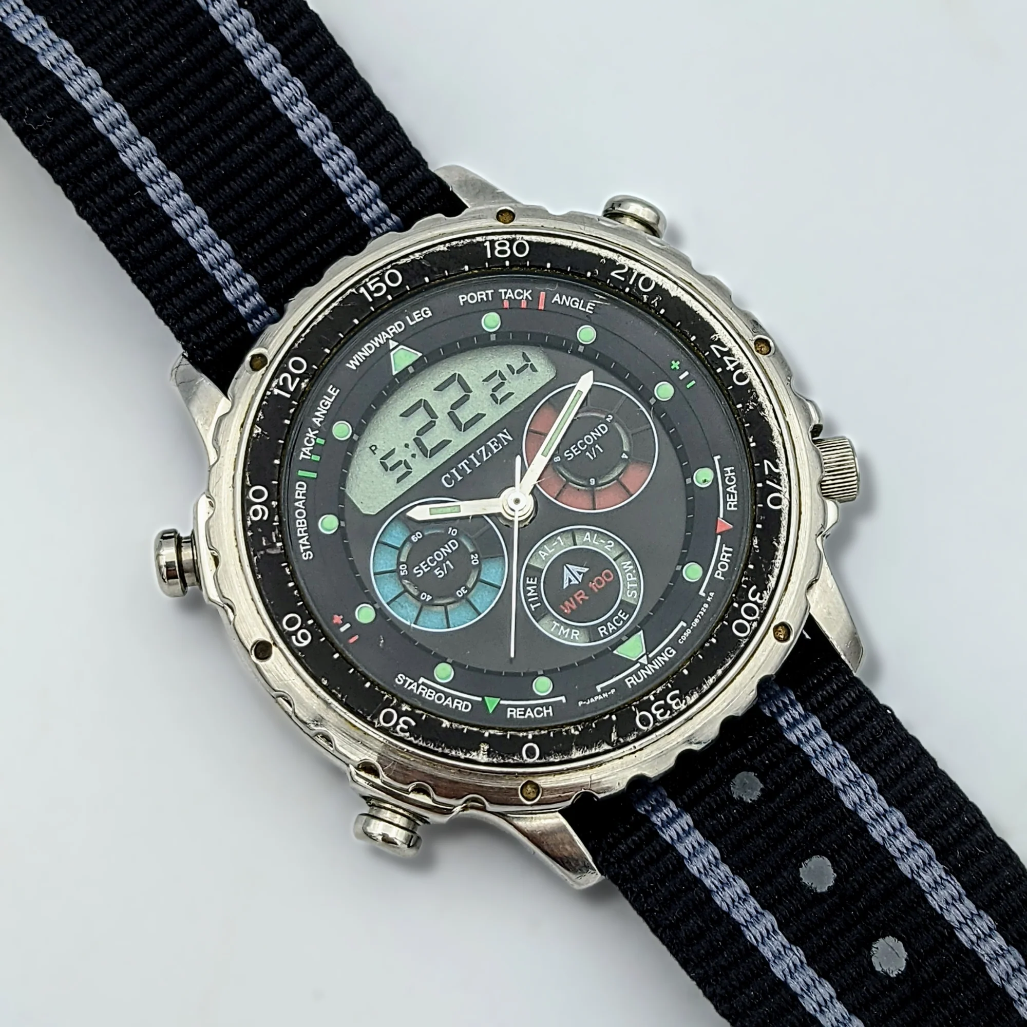 CITIZEN Promaster Yacht Timer Watch Digital - Analog Vintage Quartz Wristwatch - Image 10