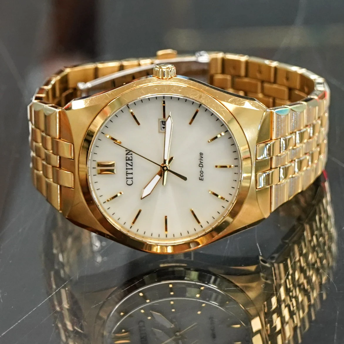 CITIZEN Corso Eco-Drive Watch BM7332-53P Date Indicator ALL Gold S.S. Wristwatch - Image 7