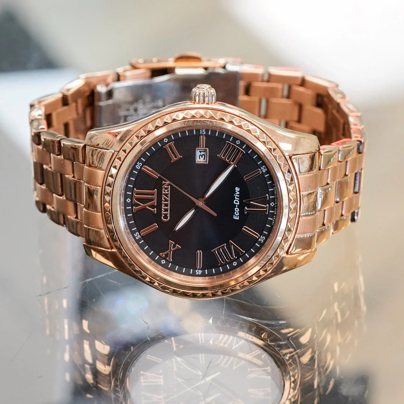 CITIZEN Dress Watch Eco-Drive EO1143-54E Date Indicator Wristwatch ALL Rose Gold S.S. - Image 7