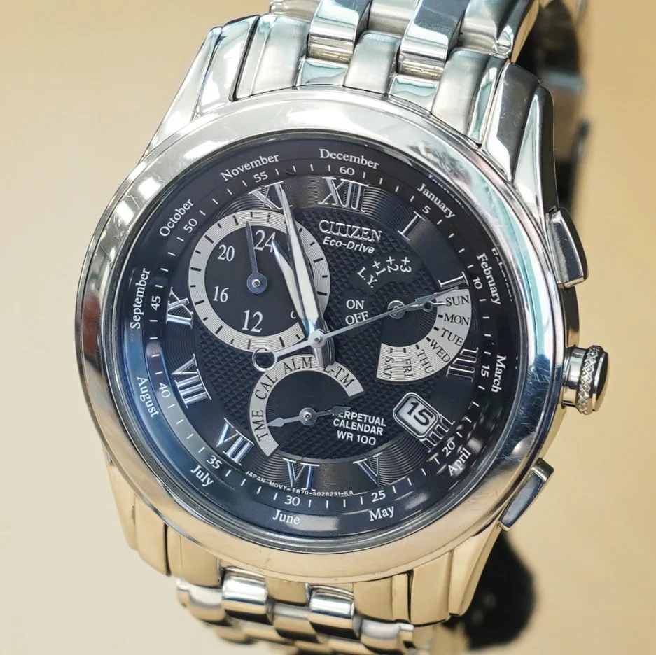 CITIZEN Eco-Drive Chandler Watch BL8004-53E Perpetual Calendar Wristwatch ALL S.S. - Boxes! - Image 5