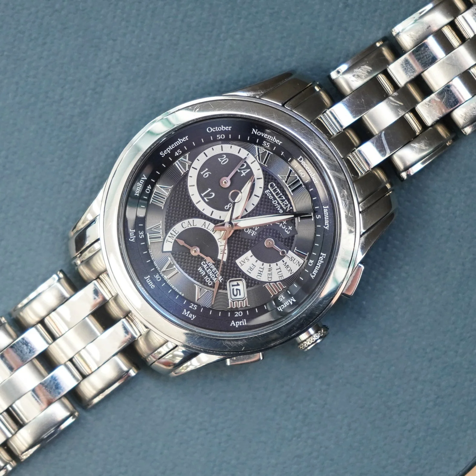 CITIZEN Eco-Drive Chandler Watch BL8004-53E Perpetual Calendar Wristwatch ALL S.S. - Boxes! - Image 9