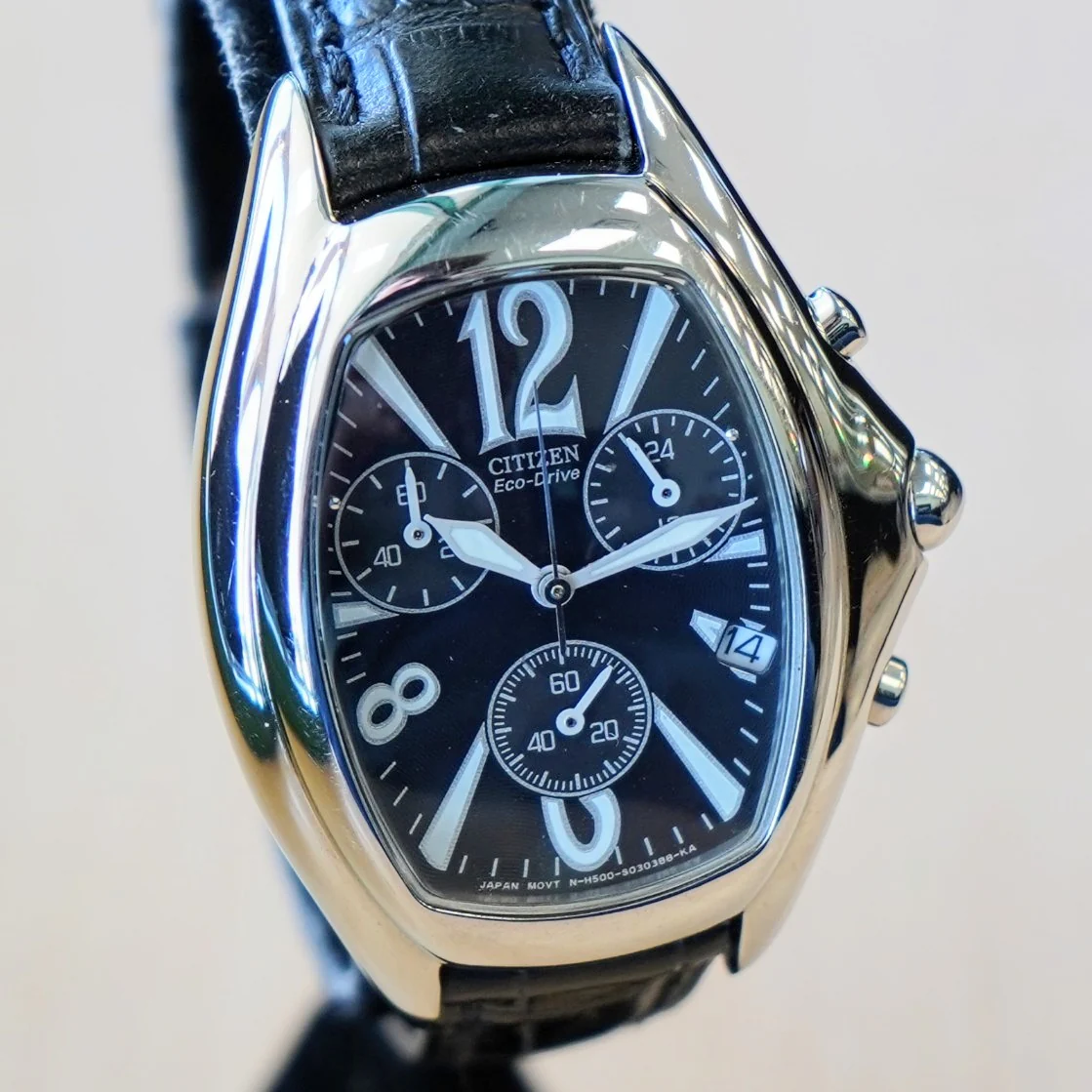 CITIZEN Eco-Drive Ladies Chronograph Watch H500-S016665 Oval Case ALL S.S. Original Strap - Image 2