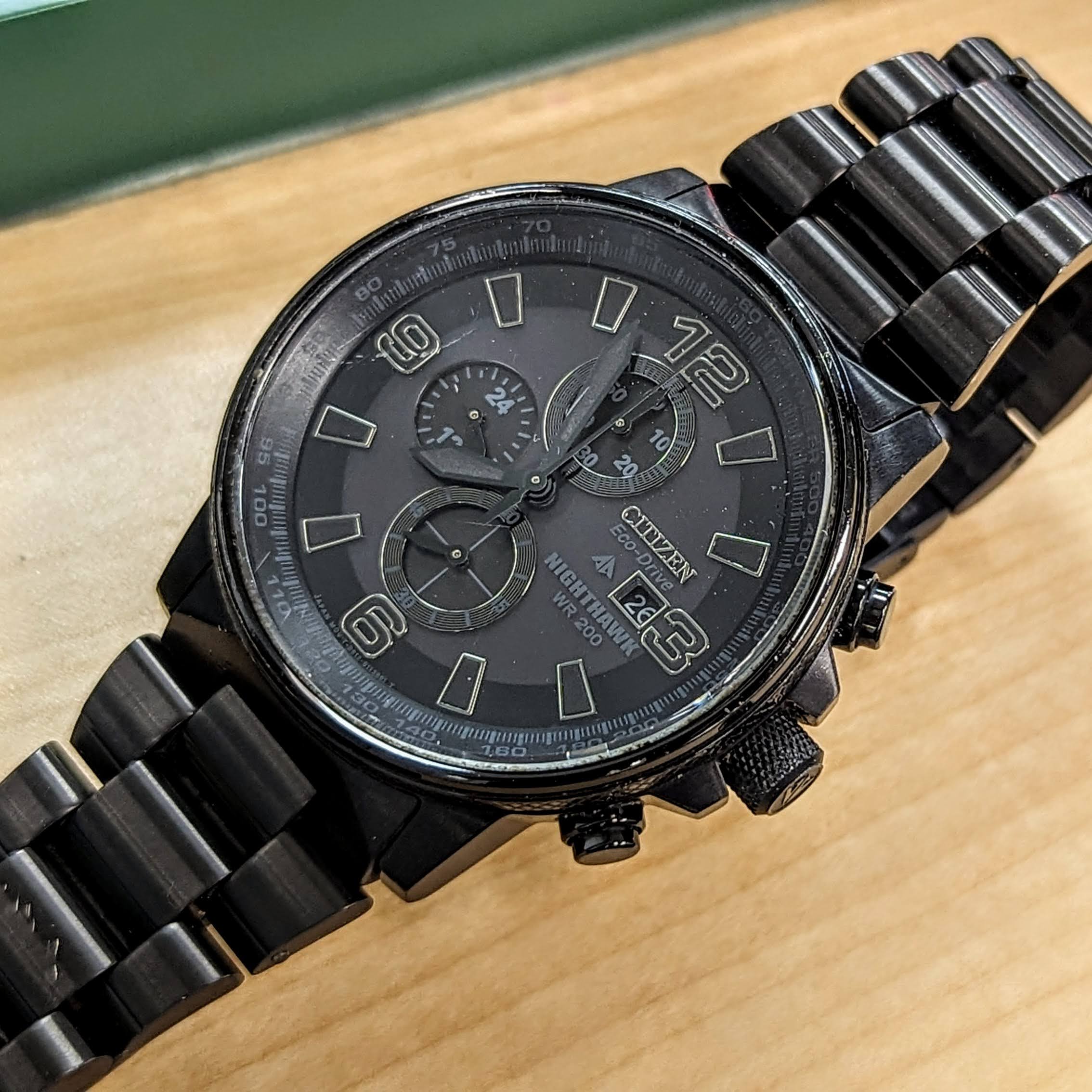 CITIZEN Nighthawk Eco-Drive Chronograph Watch Date Indicator WR 200 Wristwatch Ref. B612-S078245 - Image 10
