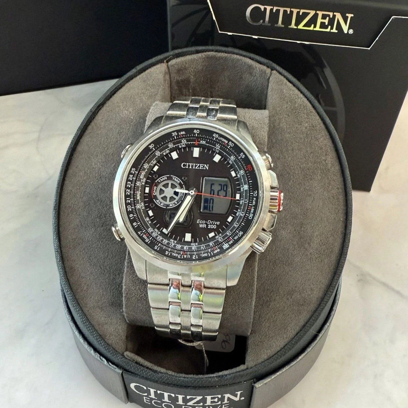 Citizen Promaster Air Eco-Drive JZ1060-76E Pilot Watch ALL SS Box Papers Japan - Image 2